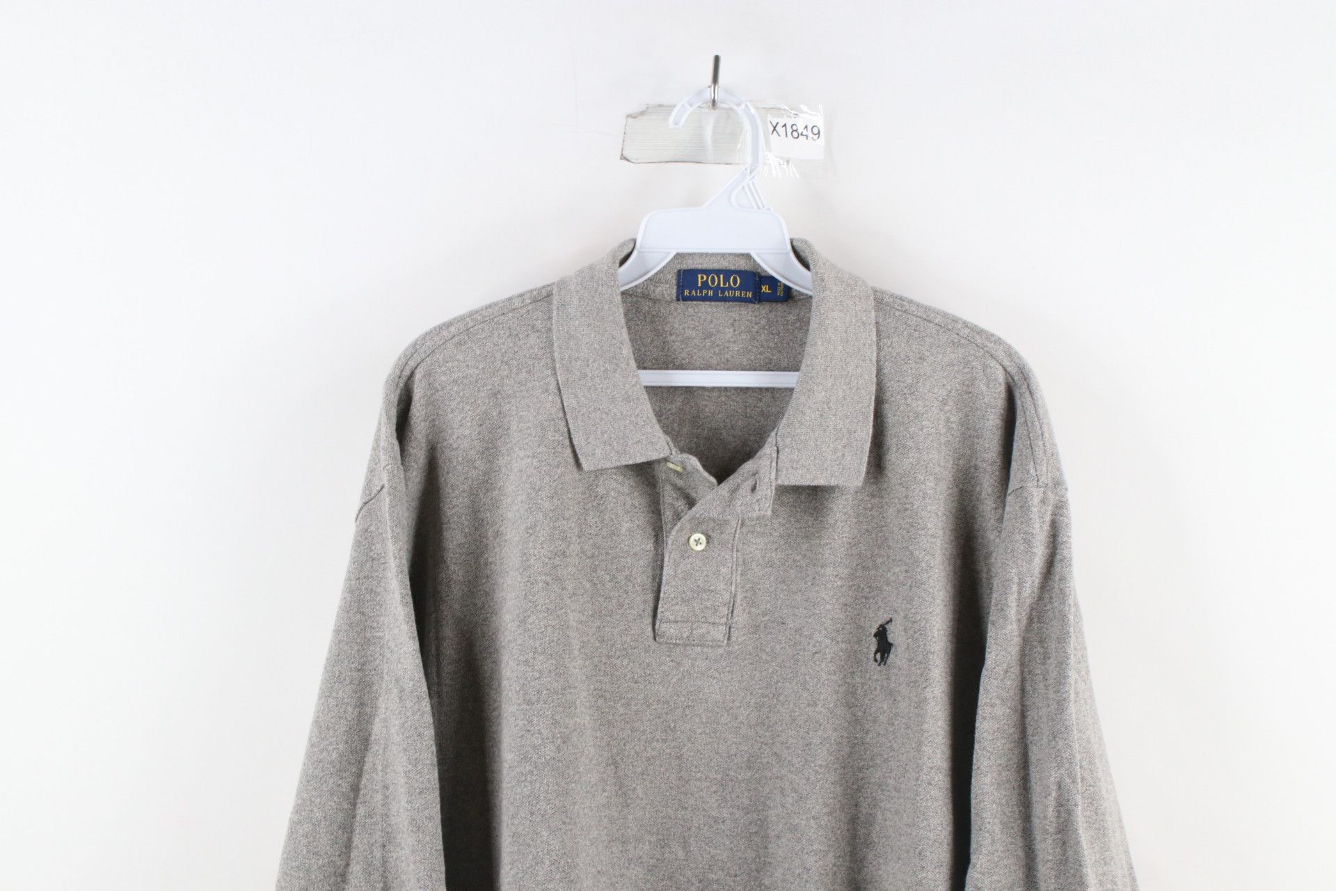 Ralph Lauren × Vintage Vintage Ralph Lauren Long Sleeve Polo Shirt Heather Gray Size US XL / EU 56 / 4 - 2 Thumbnail