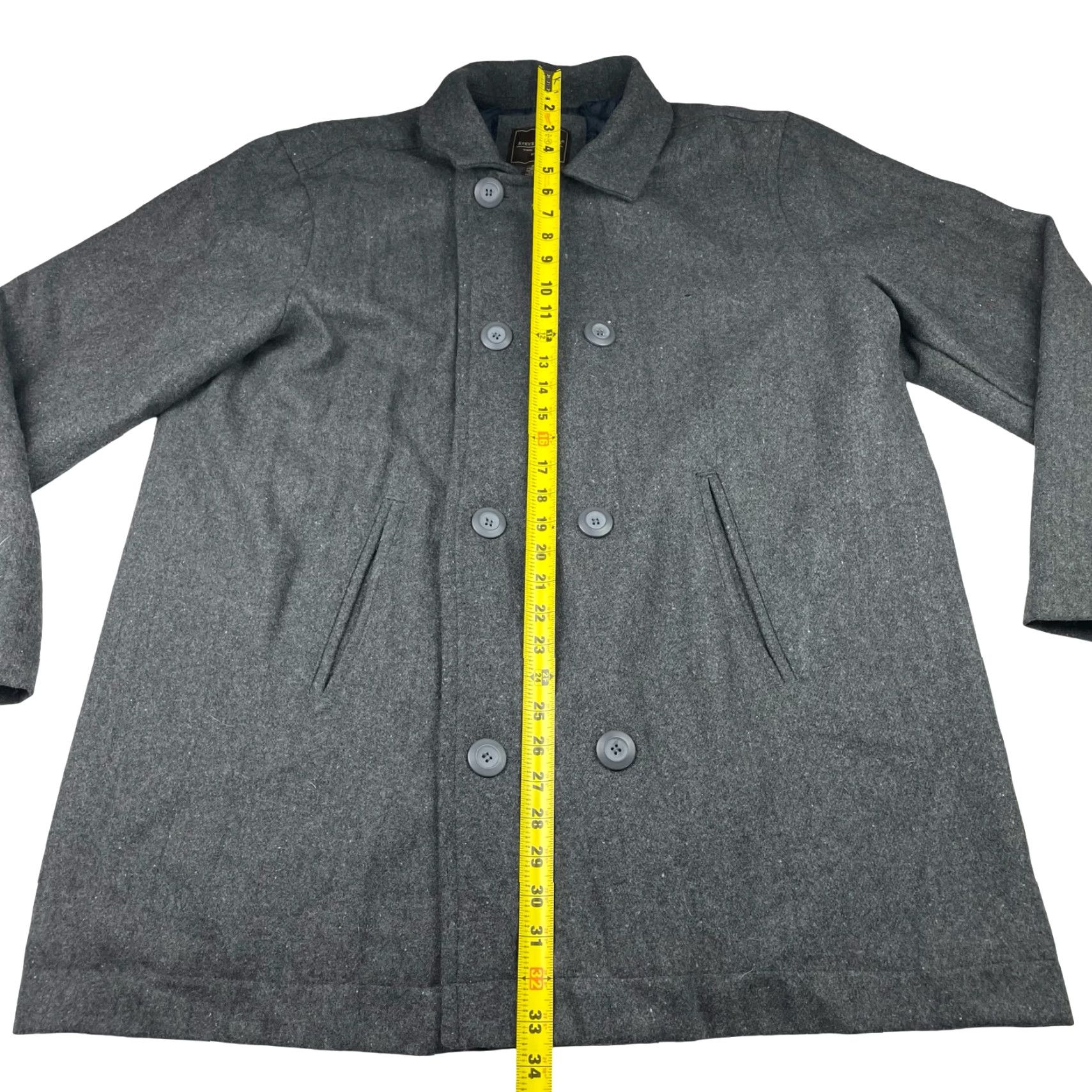 Vintage Steve & Barry's Men's Coat Pea Coat Wool Double Breasted Quilted Lining Gray XL - Regular Fit, 6-Button Front, Polyester/Wool Blend, Vintage: No Size US XL / EU 56 / 4 - 5 Thumbnail
