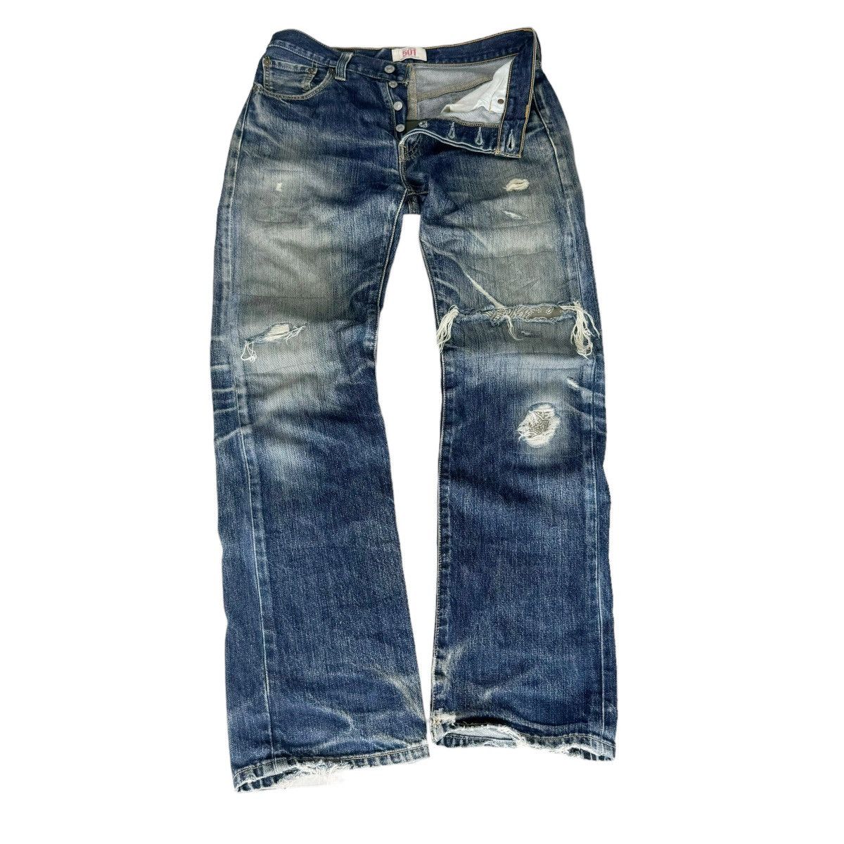 Levi's ☀️LEVI’S 501 STRAIGHT LEG PATCHWORK DENIM JEANS PANTS Size US 30 / EU 46 - 1 Thumbnail