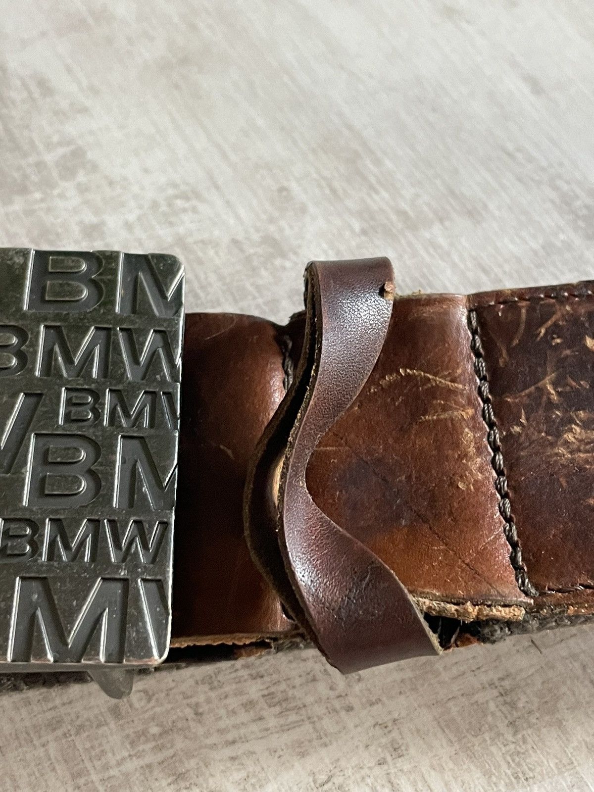 BMW × Vintage Vintage Bmw 90’s Racing Belt Metal Monogram Logo Y2K RARE Size 34 - 4 Thumbnail