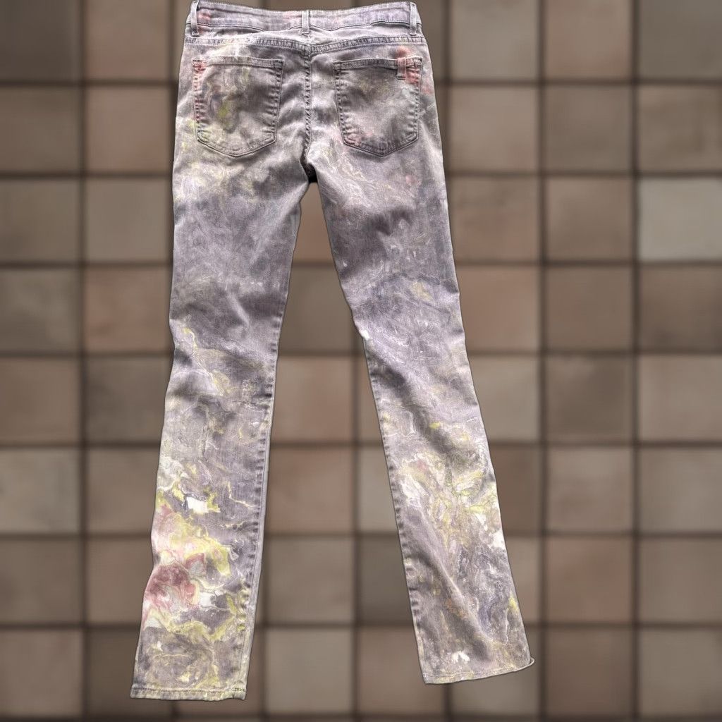 Denime Rich & Skinny Jeans Womens 29 Gray Marble Wash Low Rise Straight Stretch Denim Size 29" - 1 Thumbnail