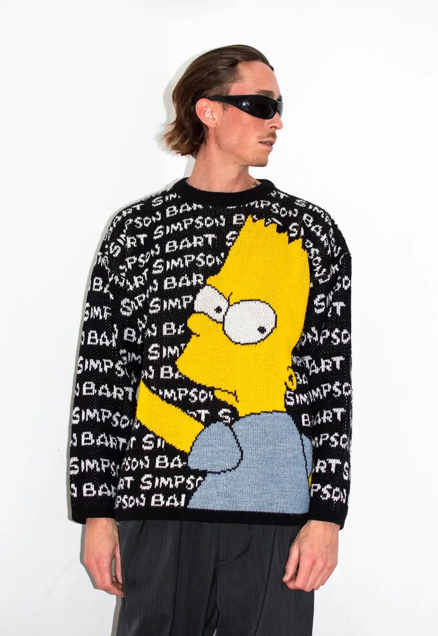 Designer × The Simpsons × Vintage Vintage 90s Bart Simpson all over graphic knitted sweater Size US L / EU 52-54 / 3 - 2 Thumbnail