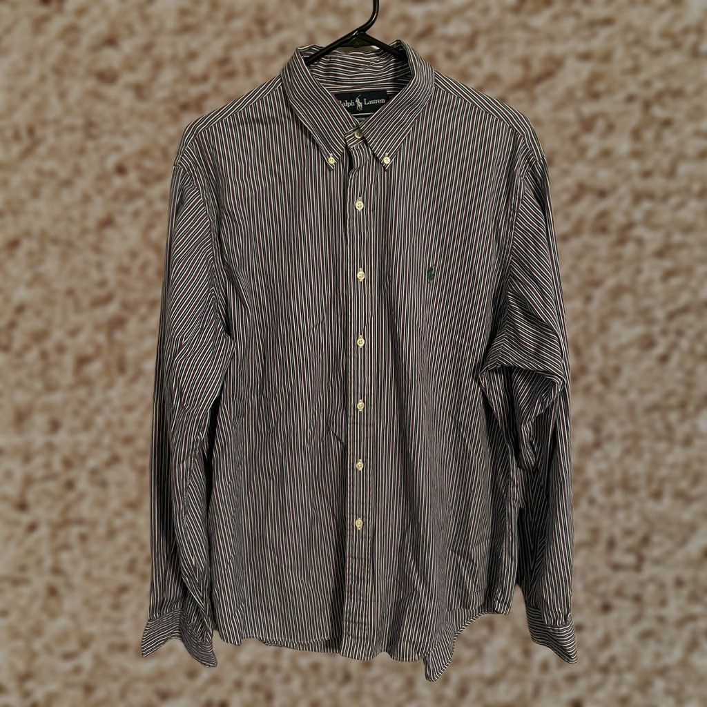 Polo Ralph Lauren Polo Ralph Lauren Custom Fit Shirt XL Purple Striped Casual Button Up Men's 17 Size US XL / EU 56 / 4 - 1 Thumbnail