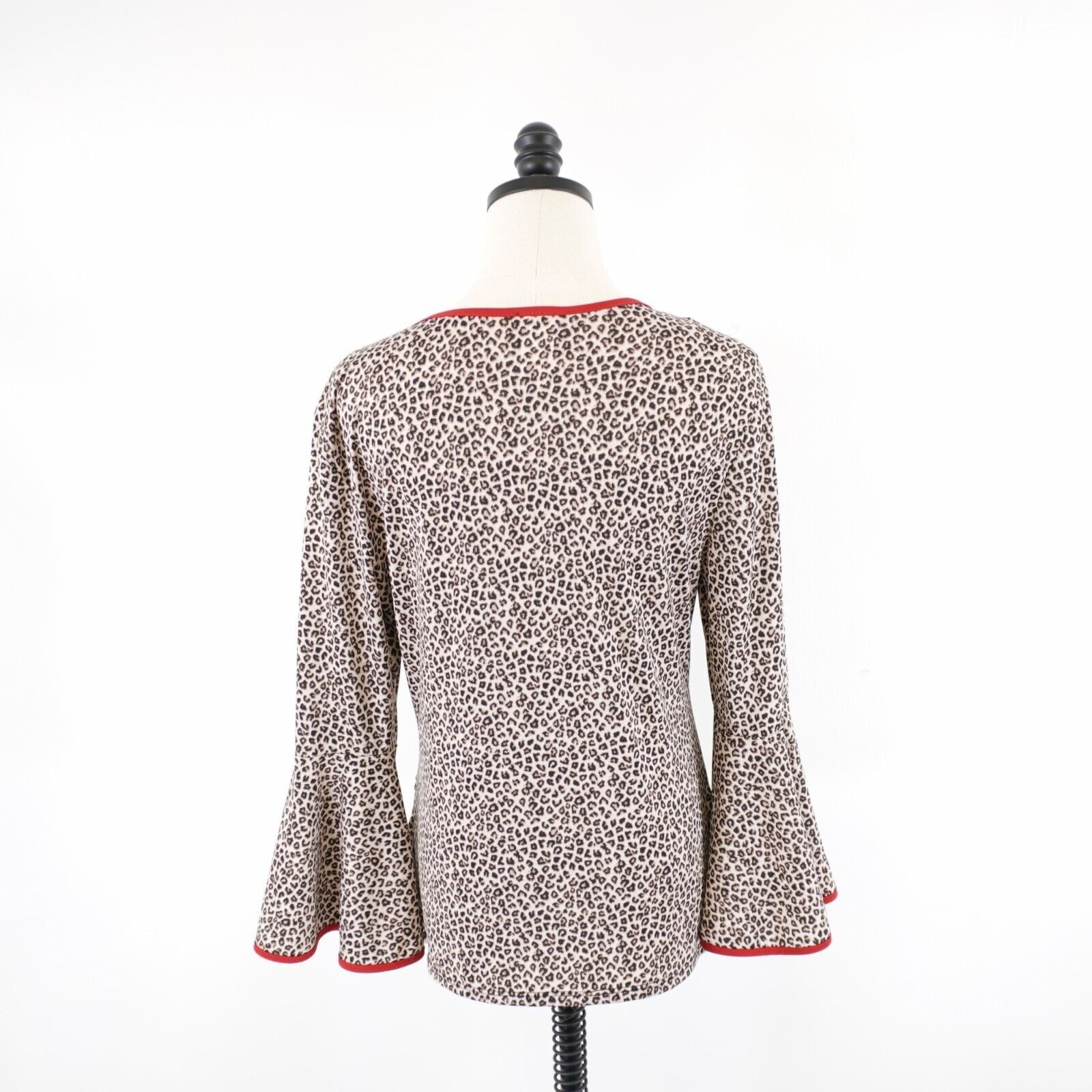 Designer Coco Bianco Kimono Flutter Sleeve Cheetah Print Brown Blouse Size L / US 10 / IT 46 - 6 Thumbnail