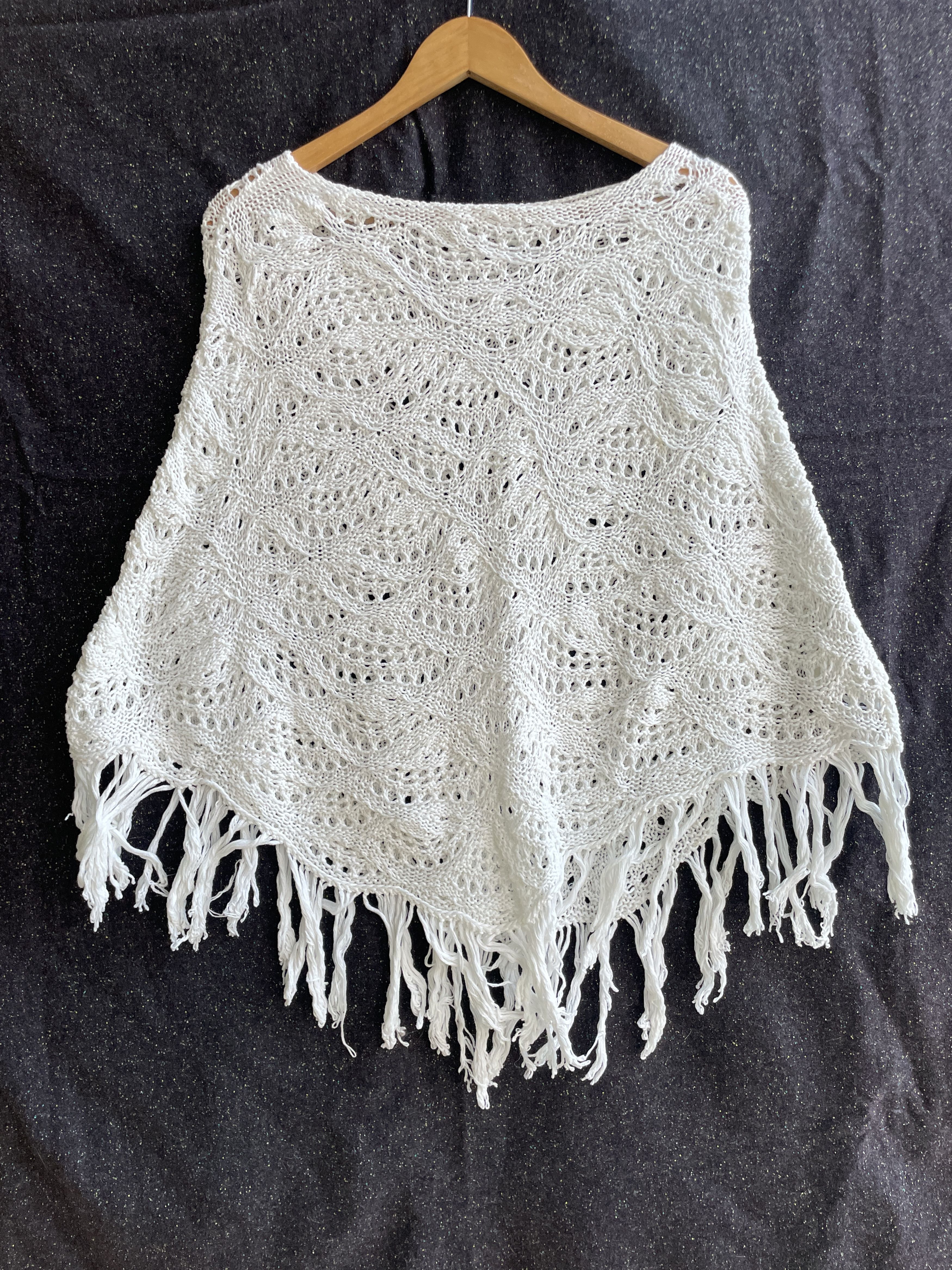 Fabiana Filippi Fabiana Filippi Cotton Crochet Fringe Cape Sweater Size L Size L / US 10 / IT 46 - 1 Thumbnail