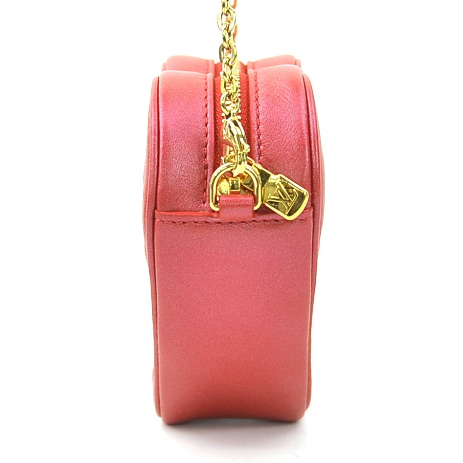 Louis Vuitton Red Leather Heart On Chain