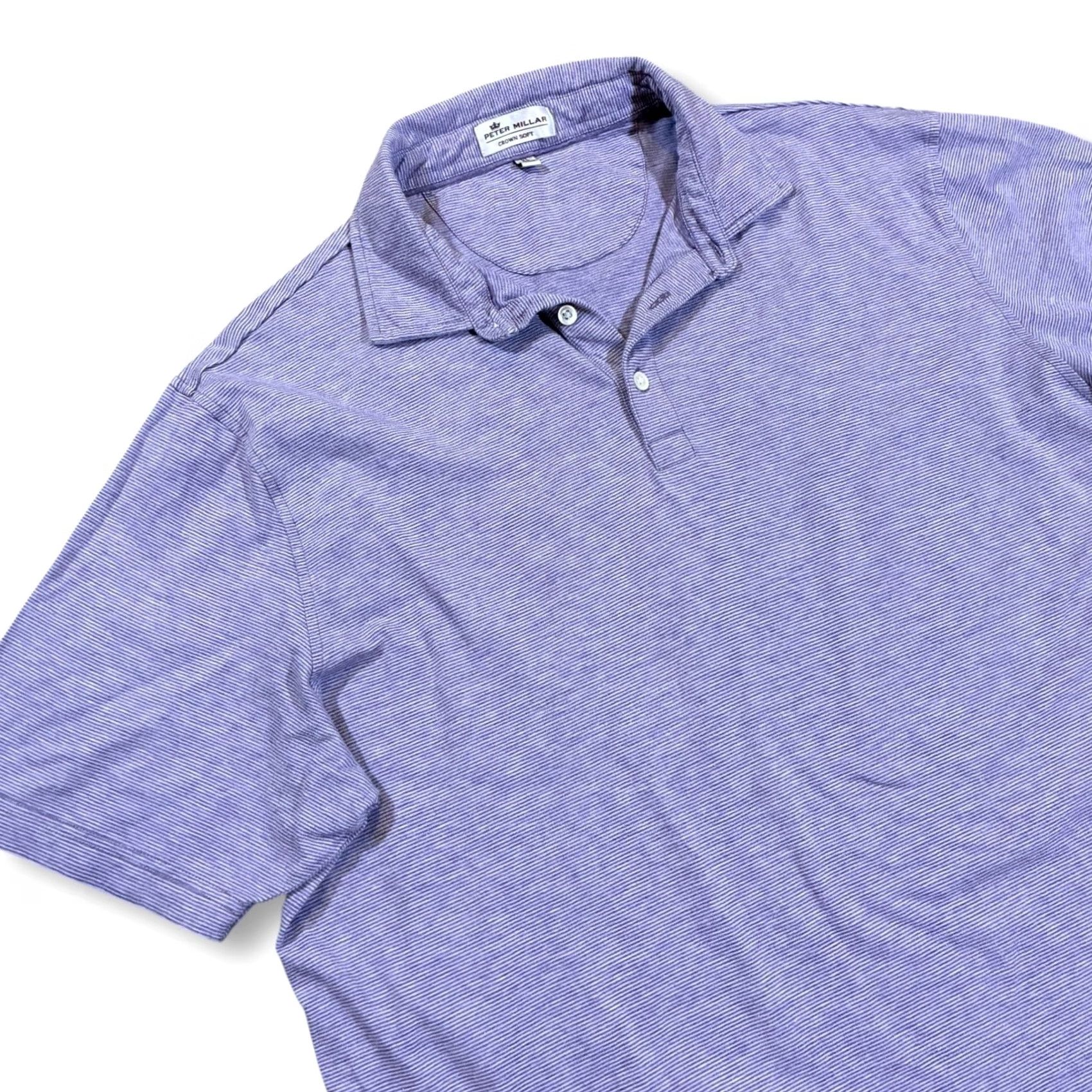 Peter Millar Peter Millar Crown Soft Striped Polo Shirt XL Mens Purple White Short Sleeve Size US XL / EU 56 / 4 - 2 Thumbnail