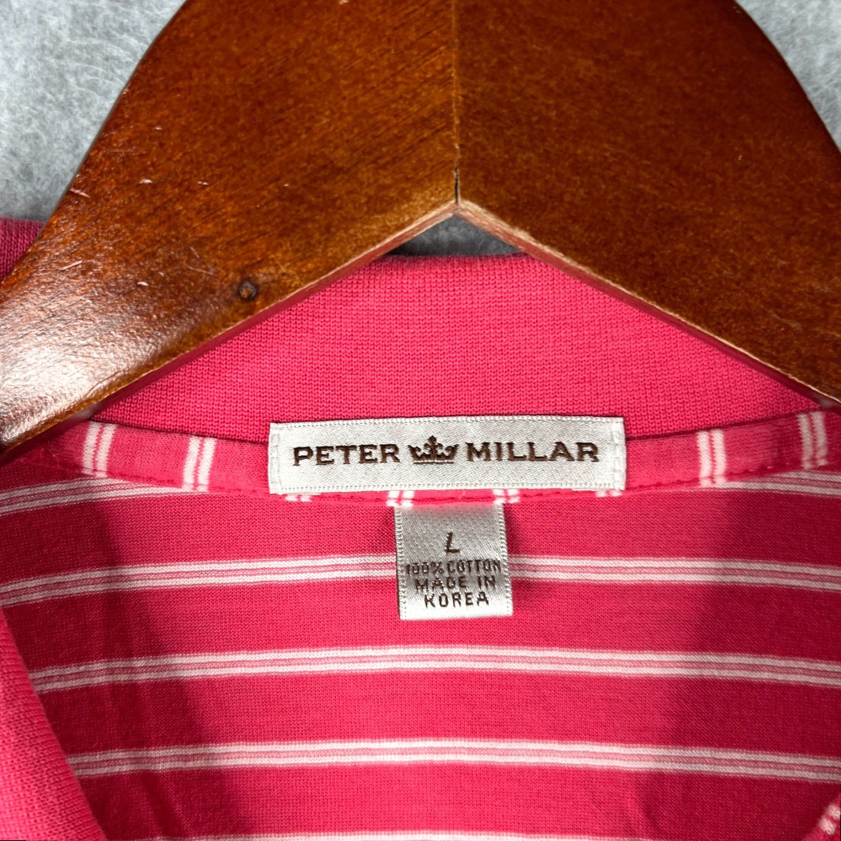 Peter Millar Peter Millar Polo Shirt Large Pink White Striped Casual Golf Mens Size US L / EU 52-54 / 3 - 4 Thumbnail