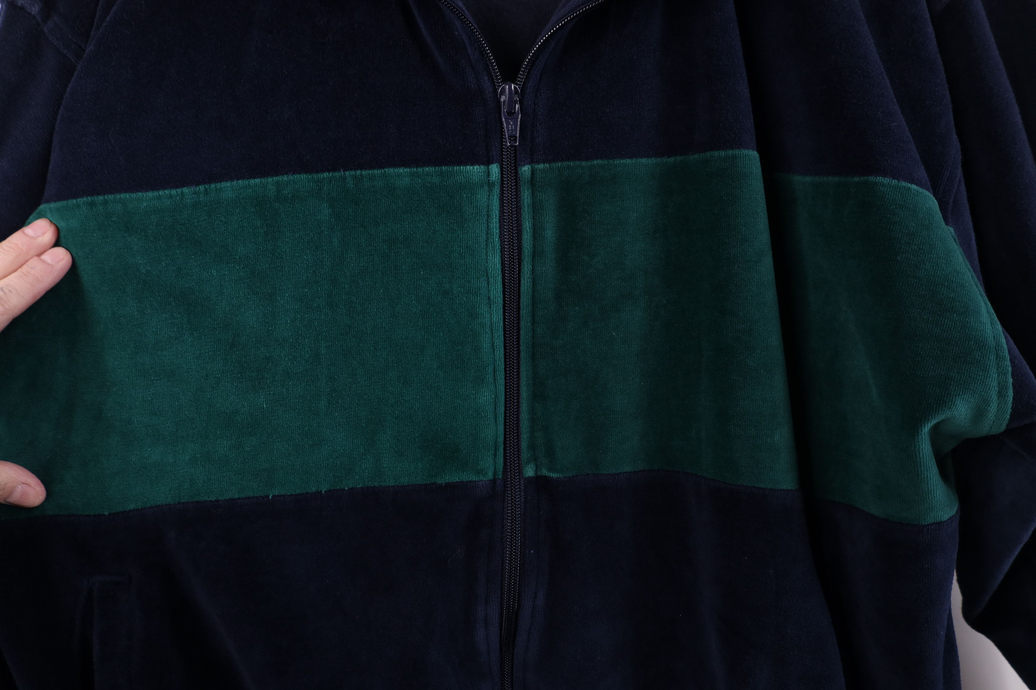 Vintage Vintage 90s Streetwear Block Velour Warm Up Track Jacket Size US M / EU 48-50 / 2 - 4 Thumbnail