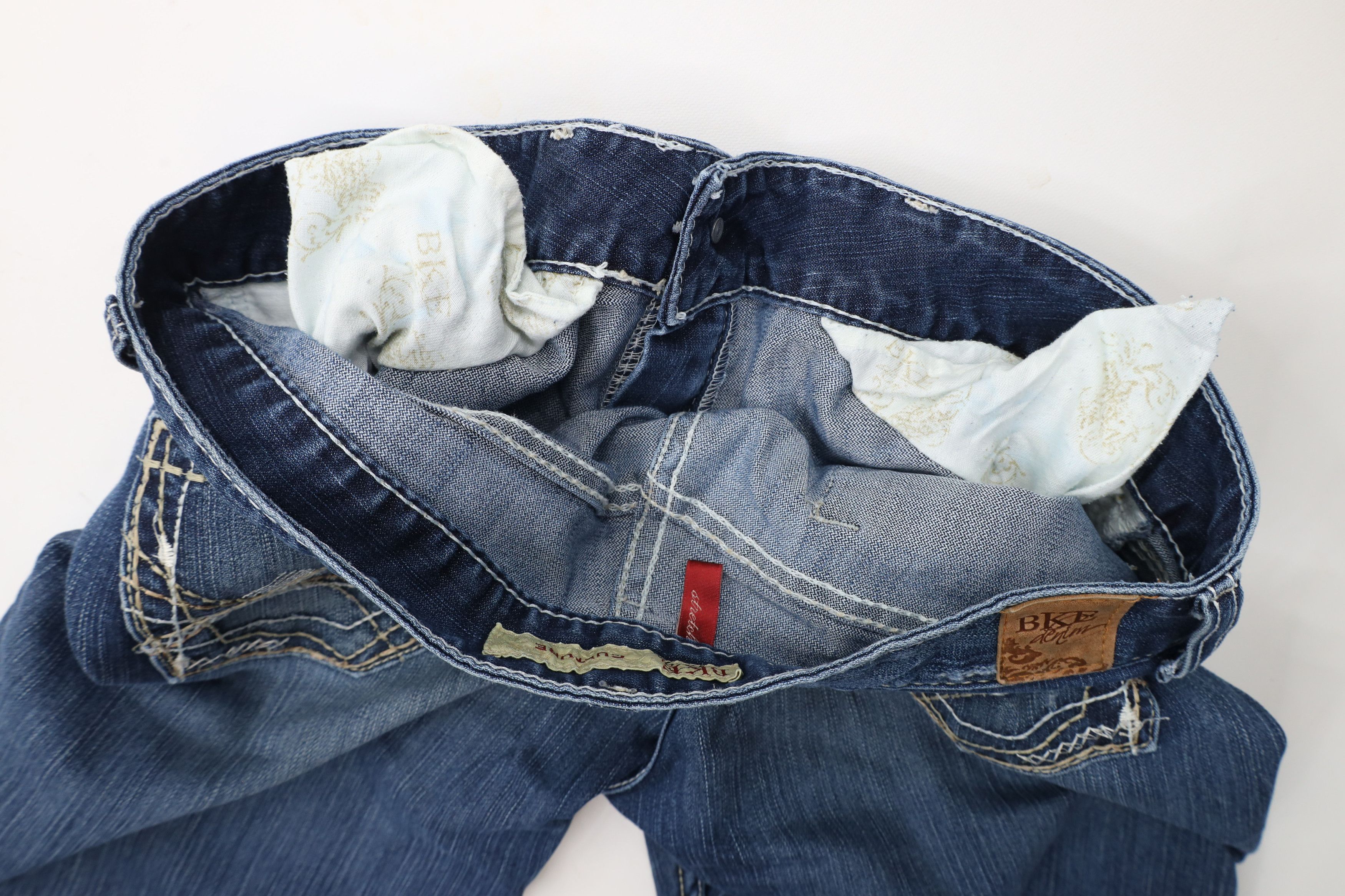 Vintage Buckle BKE Thick Stitch Stretch Culture Wide Leg Denim Jeans Size 32" / US 10 / IT 46 - 14 Thumbnail