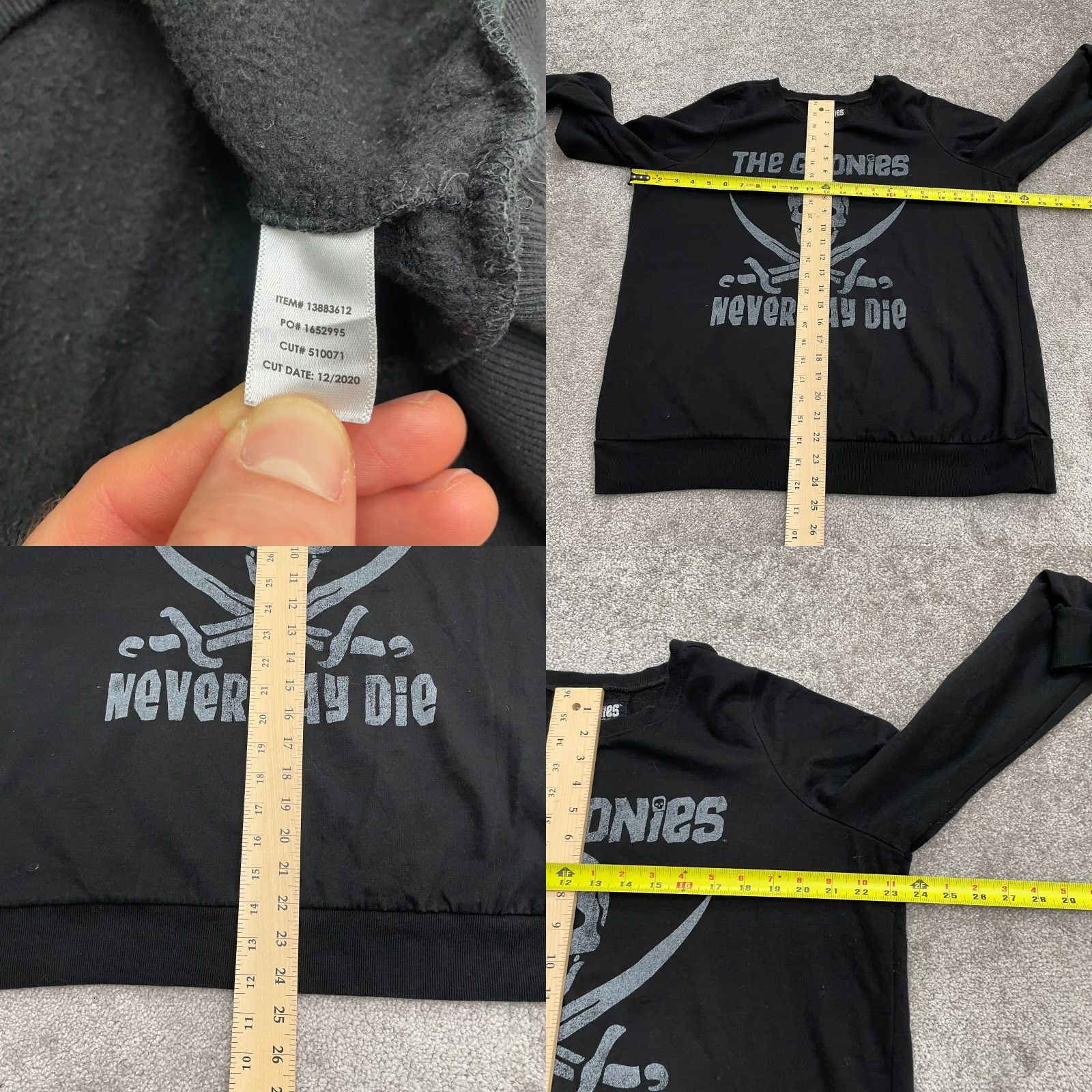 Vintage The Goonies Vintage Graphic Long Sleeve T-Shirt Womens 1 Black Crew Neck Casual Size XS / US 0-2 / IT 36-38 - 8 Thumbnail