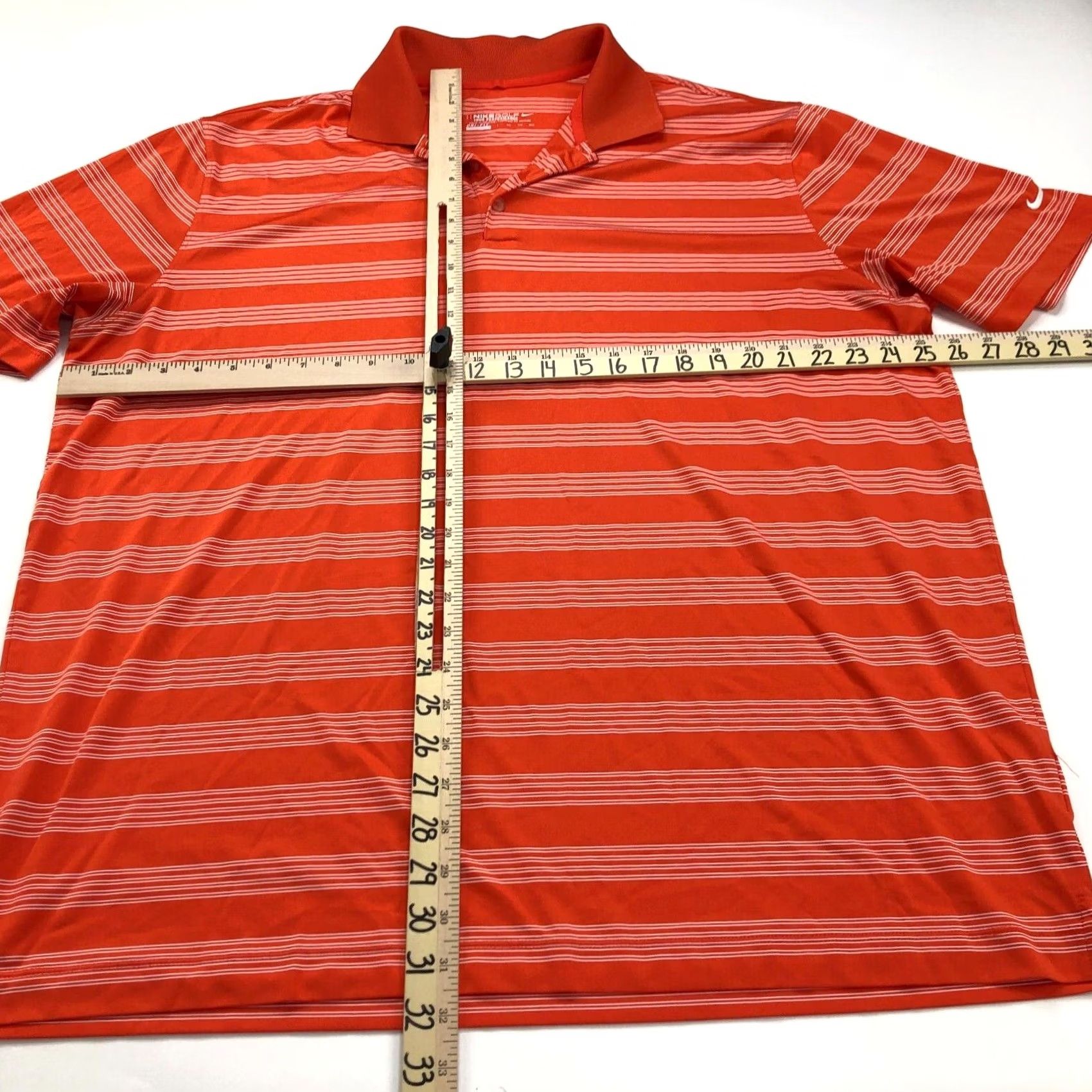 Nike VINTAGE Nike XXL TOUR PERFORMANCE Dri Fit Golf SS Button Polo Striped Shirt Orange MINT Size US XXL / EU 58 / 5 - 3 Thumbnail