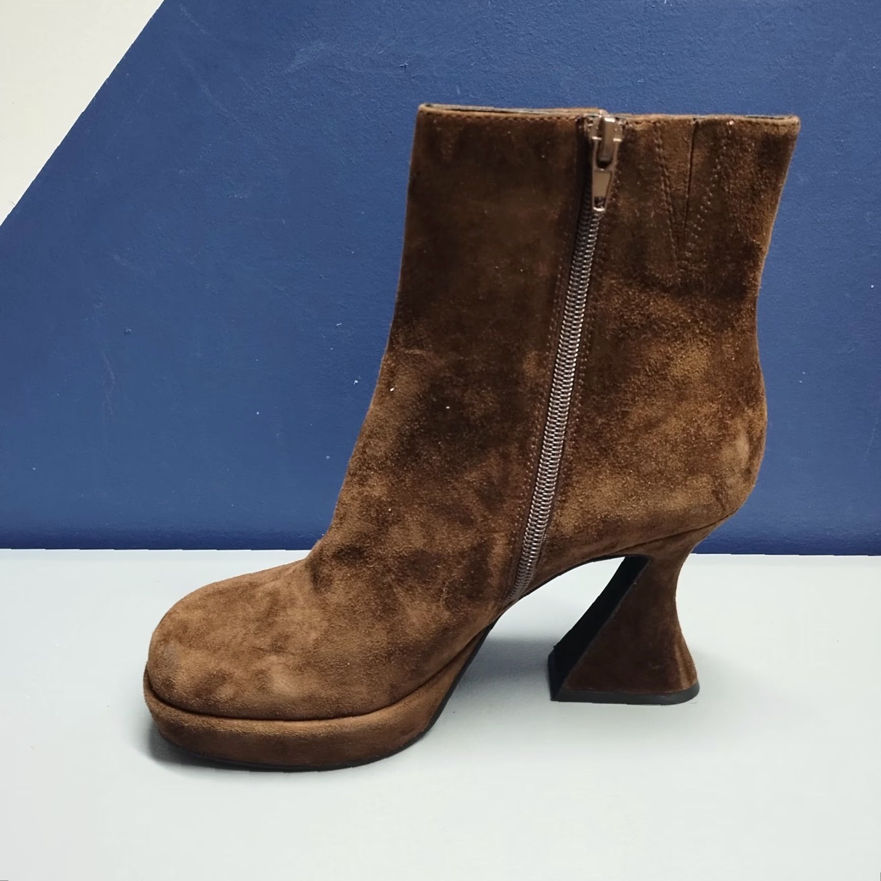 Jeffrey Campbell Jeffrey Campbell Women's Size 7 Brown Suede Heeled Ankle Boots Round Toe Side Zip Bootie Size US 7 / IT 37 - 4 Thumbnail