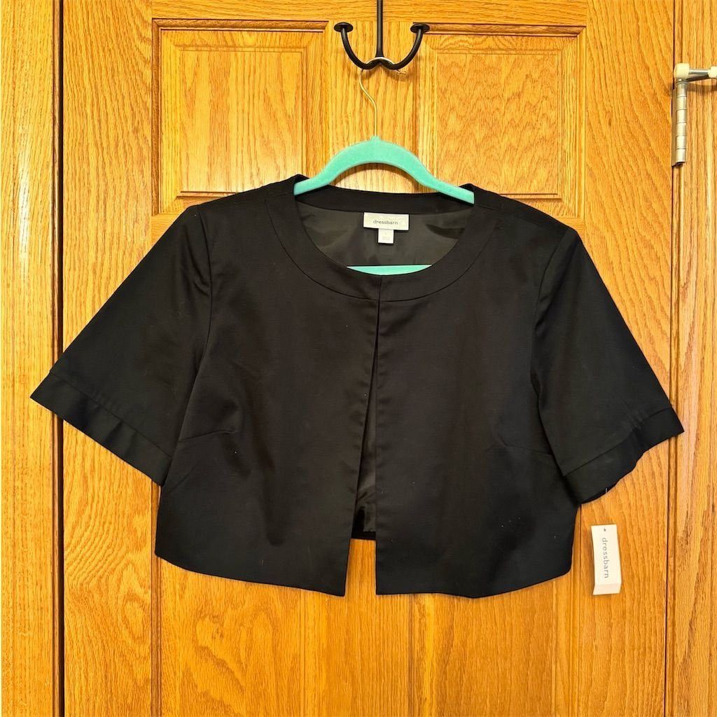Other Dressbarn Women's Black Open Front Short Shrug Jacket Size Size L / US 10 / IT 46 - 1 Thumbnail