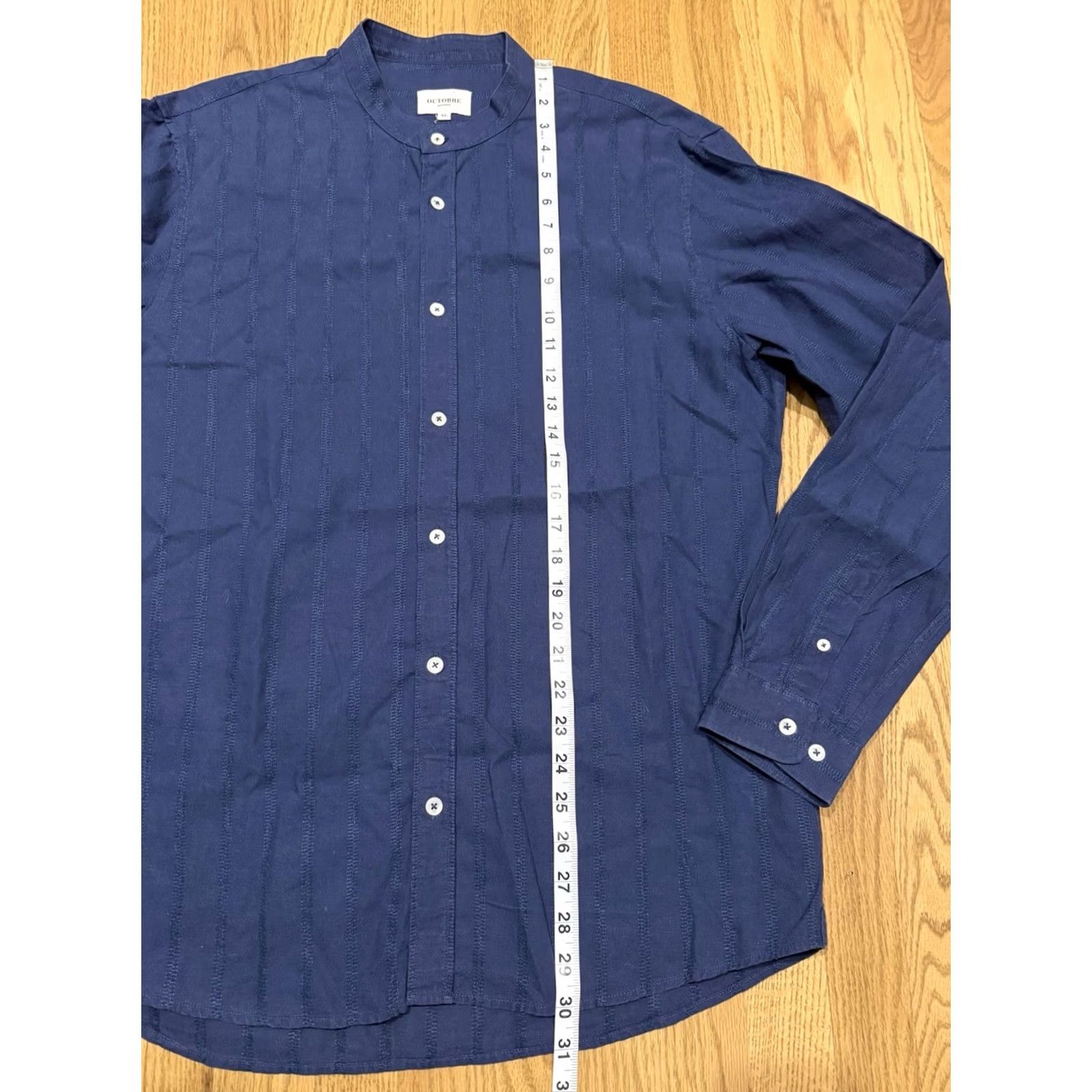 Vintage Octobre Editions Button-Up Linen Cotton Blend Shirt Mens XL Long Sleeve Blue Solid Sezane Size US XL / EU 56 / 4 - 6 Thumbnail