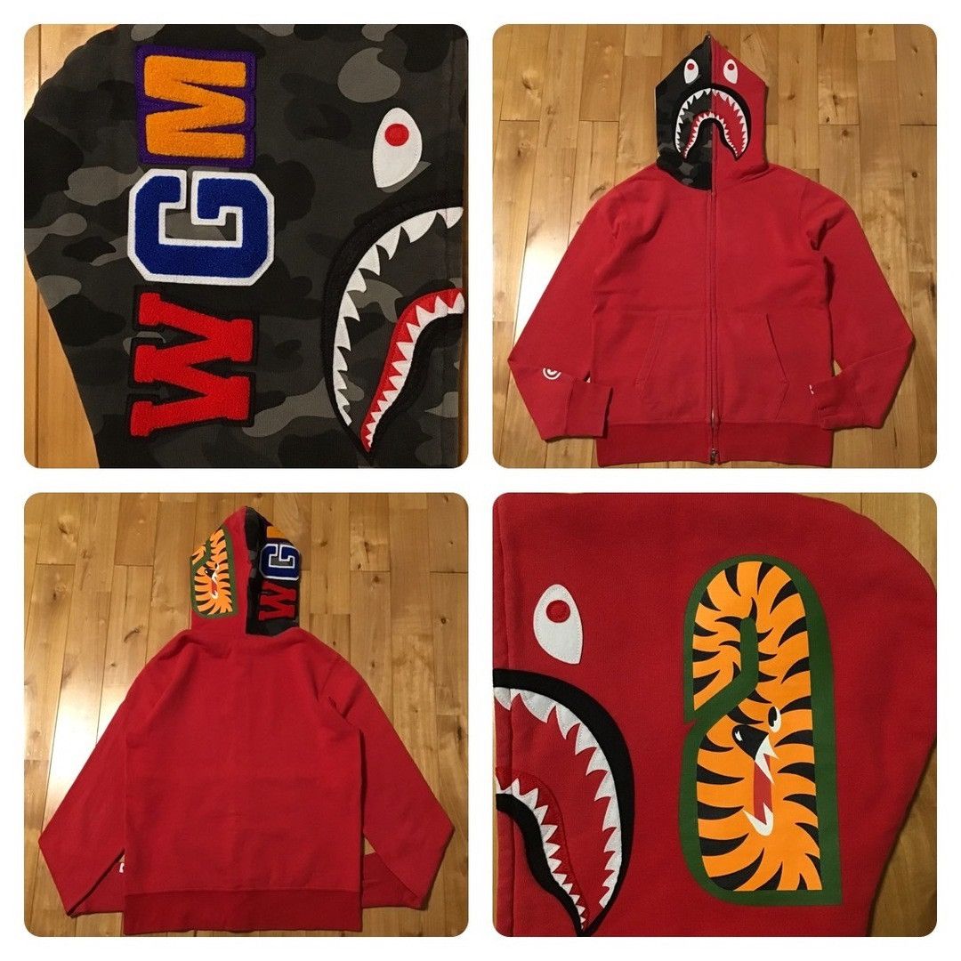 Bape BAPE Shark full zip hoodie black camo x red a bathing ape Size US M / EU 48-50 / 2 - 1 Thumbnail