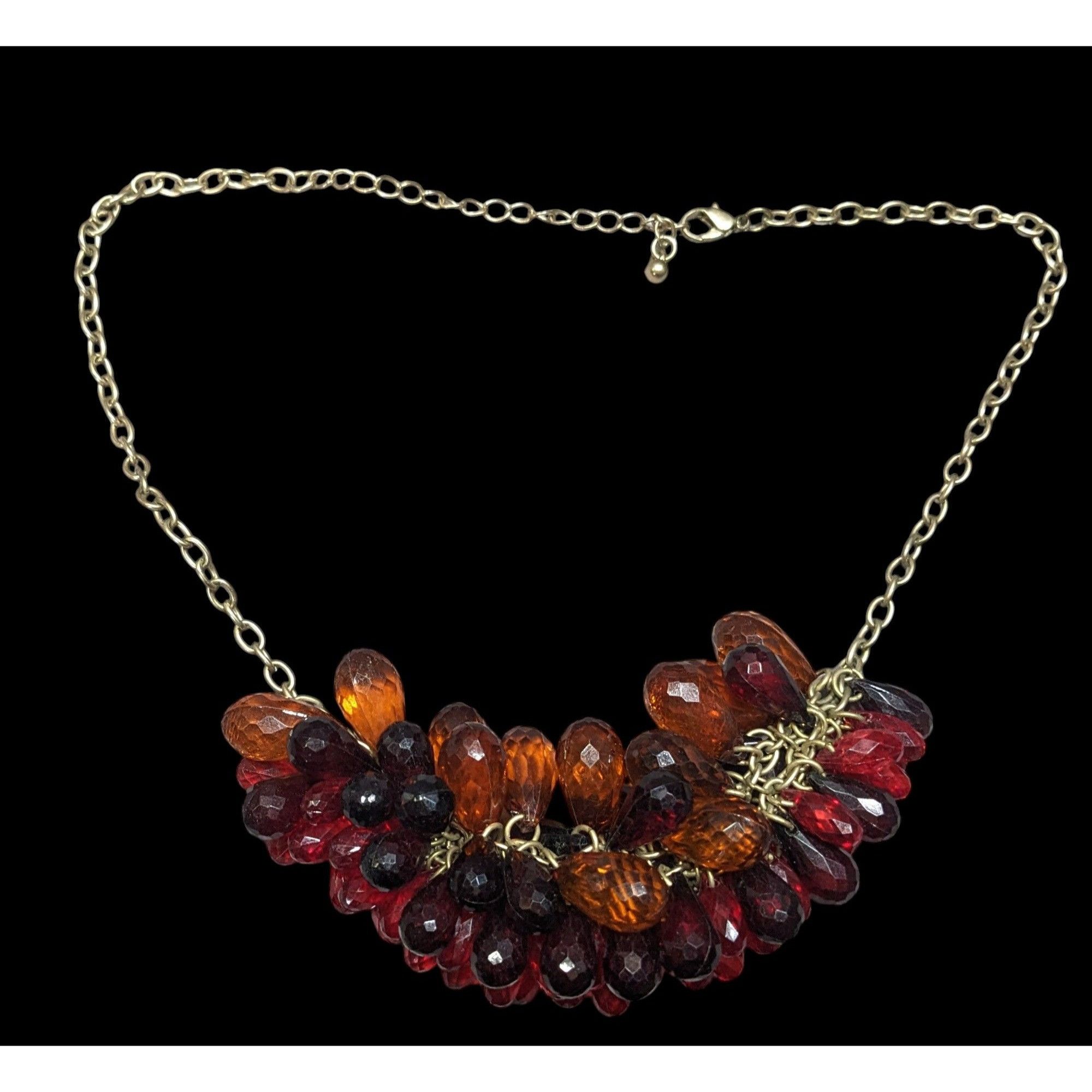 Other Funky Red And Orange Clustered Faceted Gem Necklace Size ONE SIZE - 1 Thumbnail