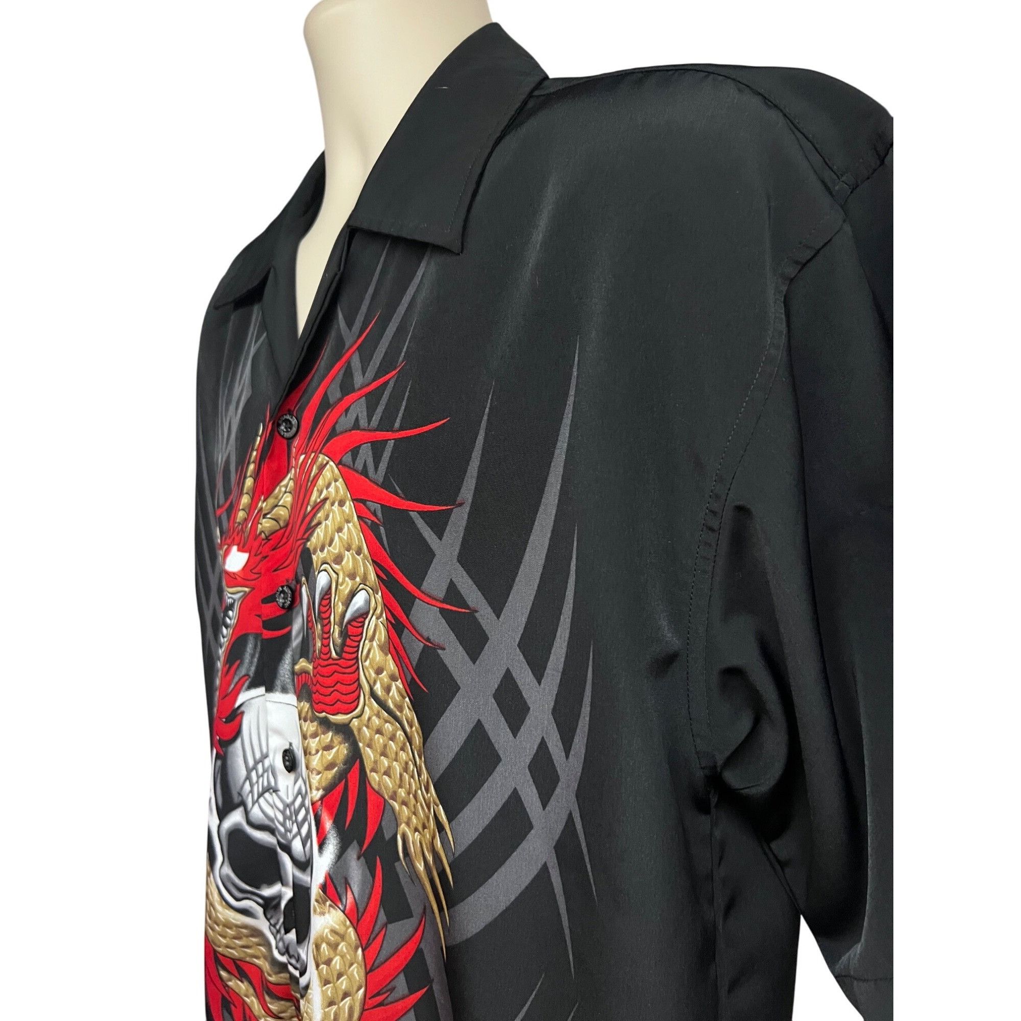 Vintage Shaolin Vintage Y2K Mens Black Graphic Big Print Skull Drago Size US M / EU 48-50 / 2 - 4 Thumbnail