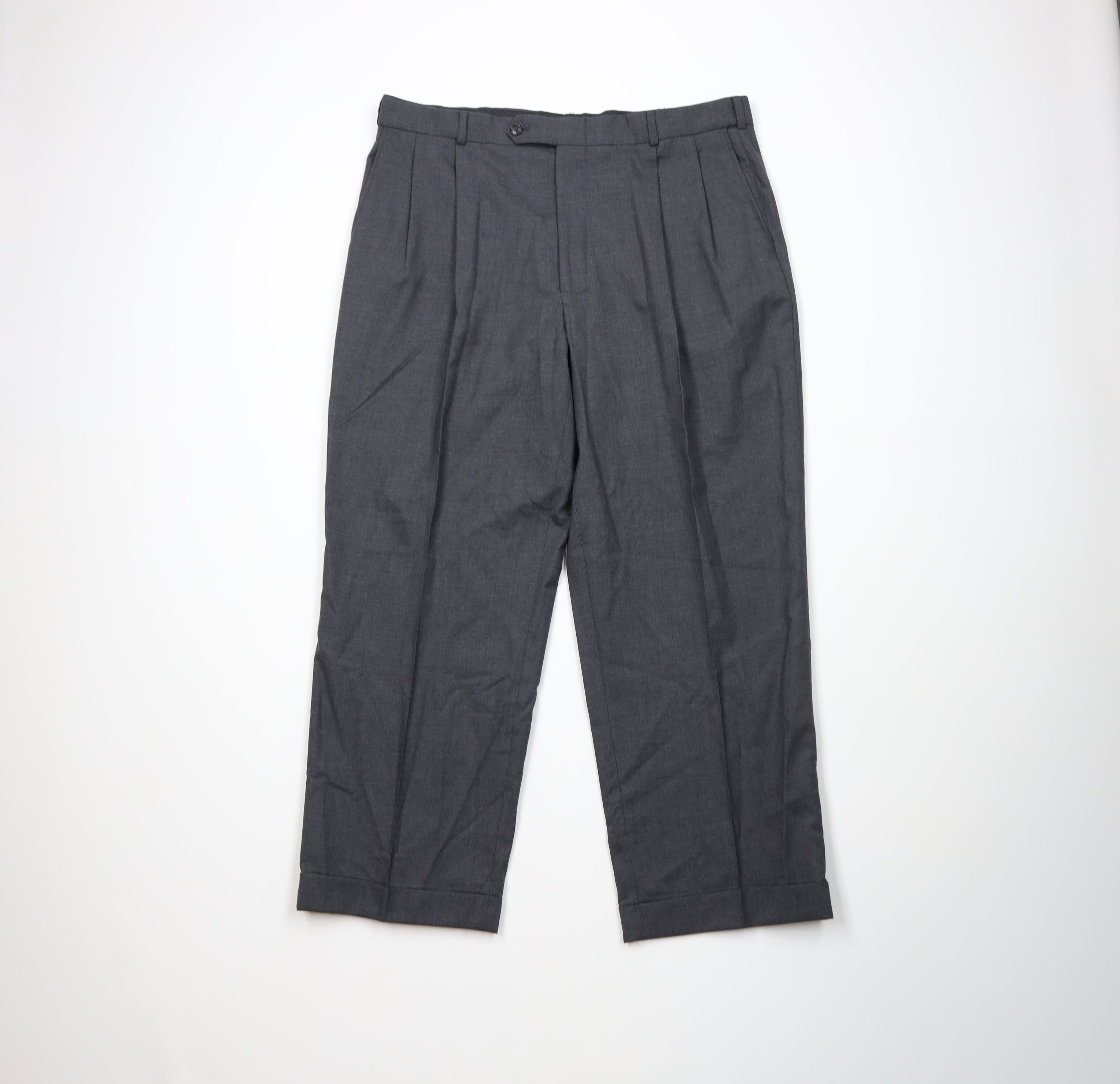 Lands' End Vintage 90s Lands End Cuffed Wide Leg Chino Pants Gray Size US 38 / EU 54 - 1 Thumbnail