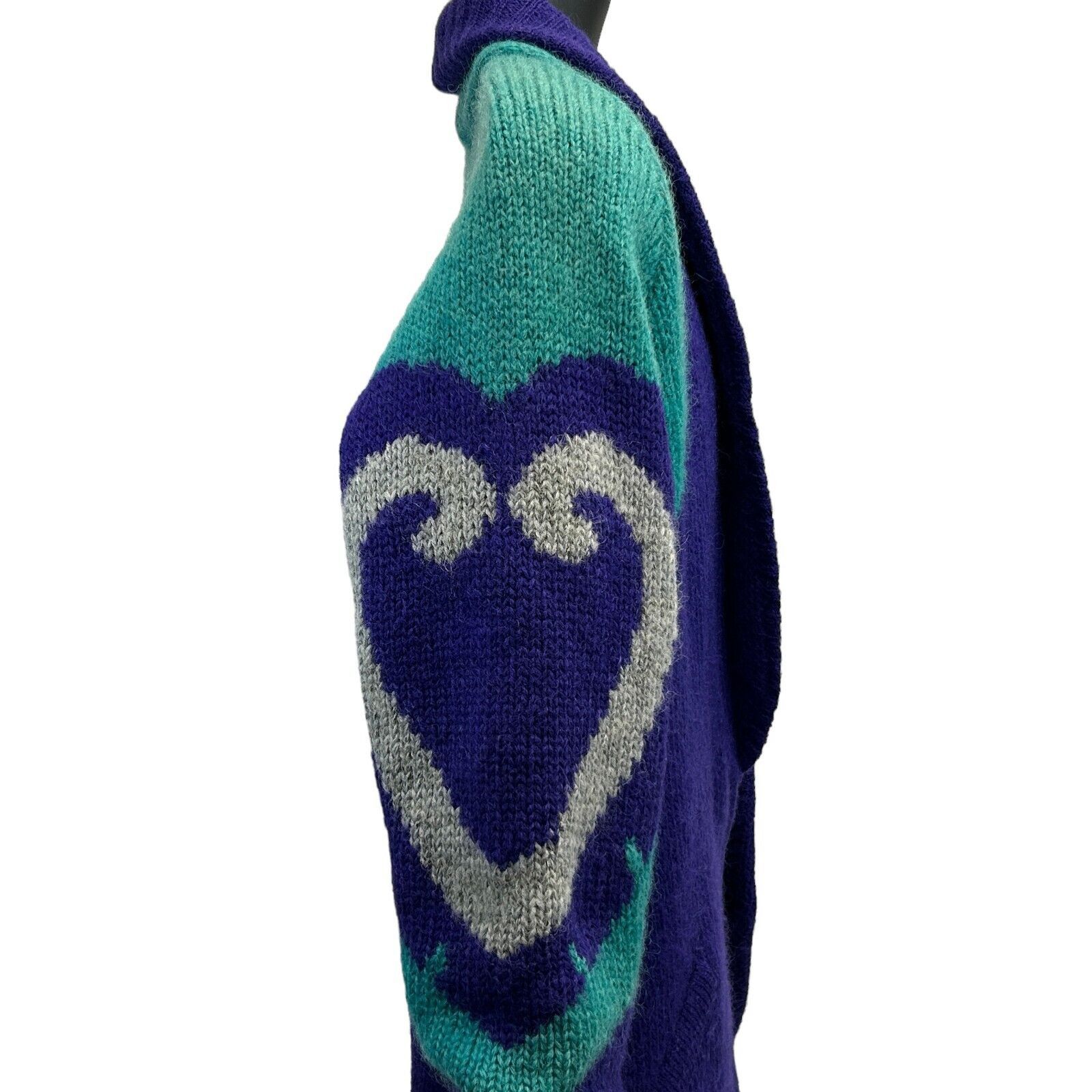 Vintage Vintage Open Front Cardigan Sweater Jacket Heart Purple M Size US M / EU 48-50 / 2 - 4 Thumbnail