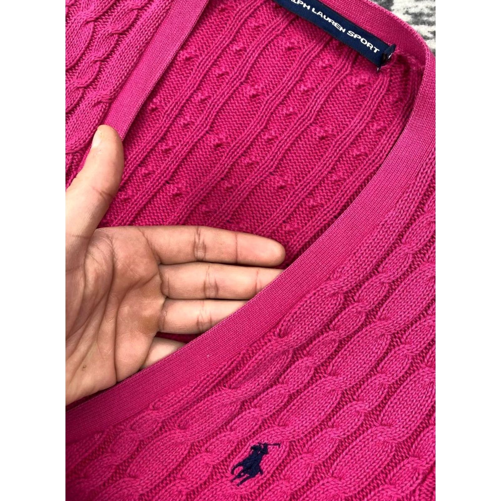 Polo Ralph Lauren Ralph Lauren Sport Cardigan Women M Pink Knit Sweater 69.5 Sleeve, 44 Chest, Regular Fit, Solid, Spring Winter Fall, China, Cotton, Long Sleeve Size M / US 6-8 / IT 42-44 - 3 Thumbnail