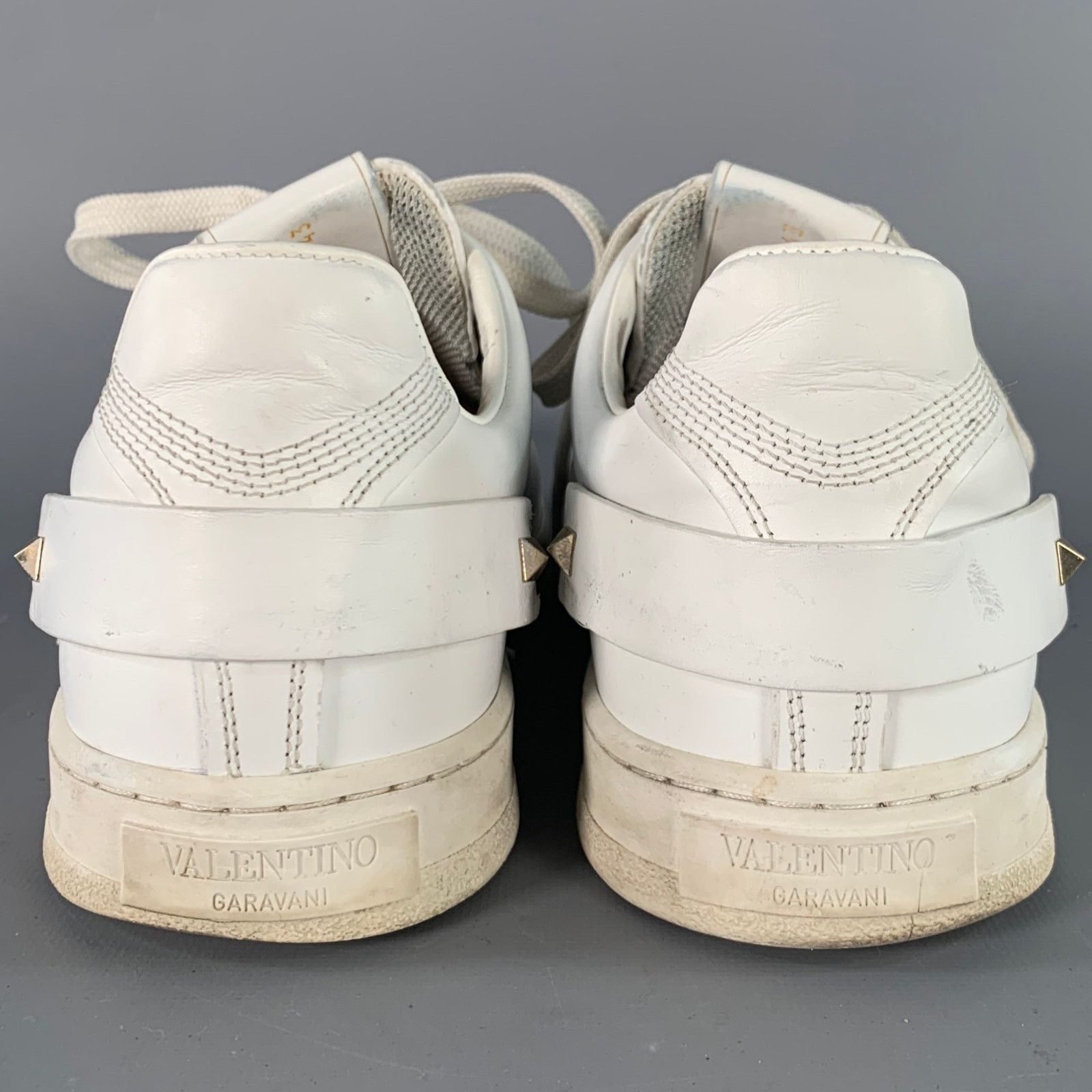Valentino VALENTINO Size 10 White Perforated Leather Lace-Up Sneakers Size US 10 / EU 43 - 3 Thumbnail