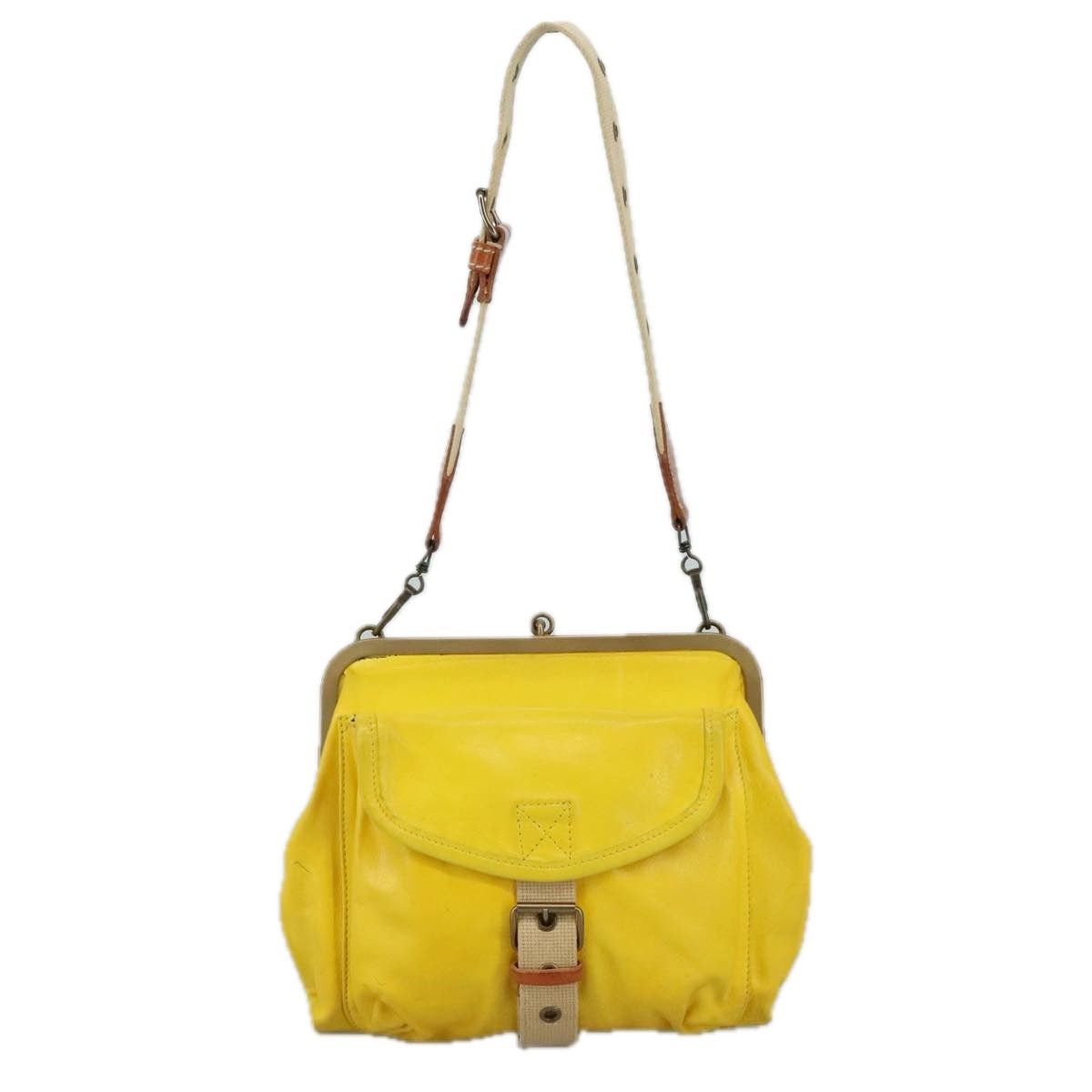 Miu Miu Miu Miu Shoulder Bag Leather Canvas Yellow Beige Size ONE SIZE - 13 Thumbnail
