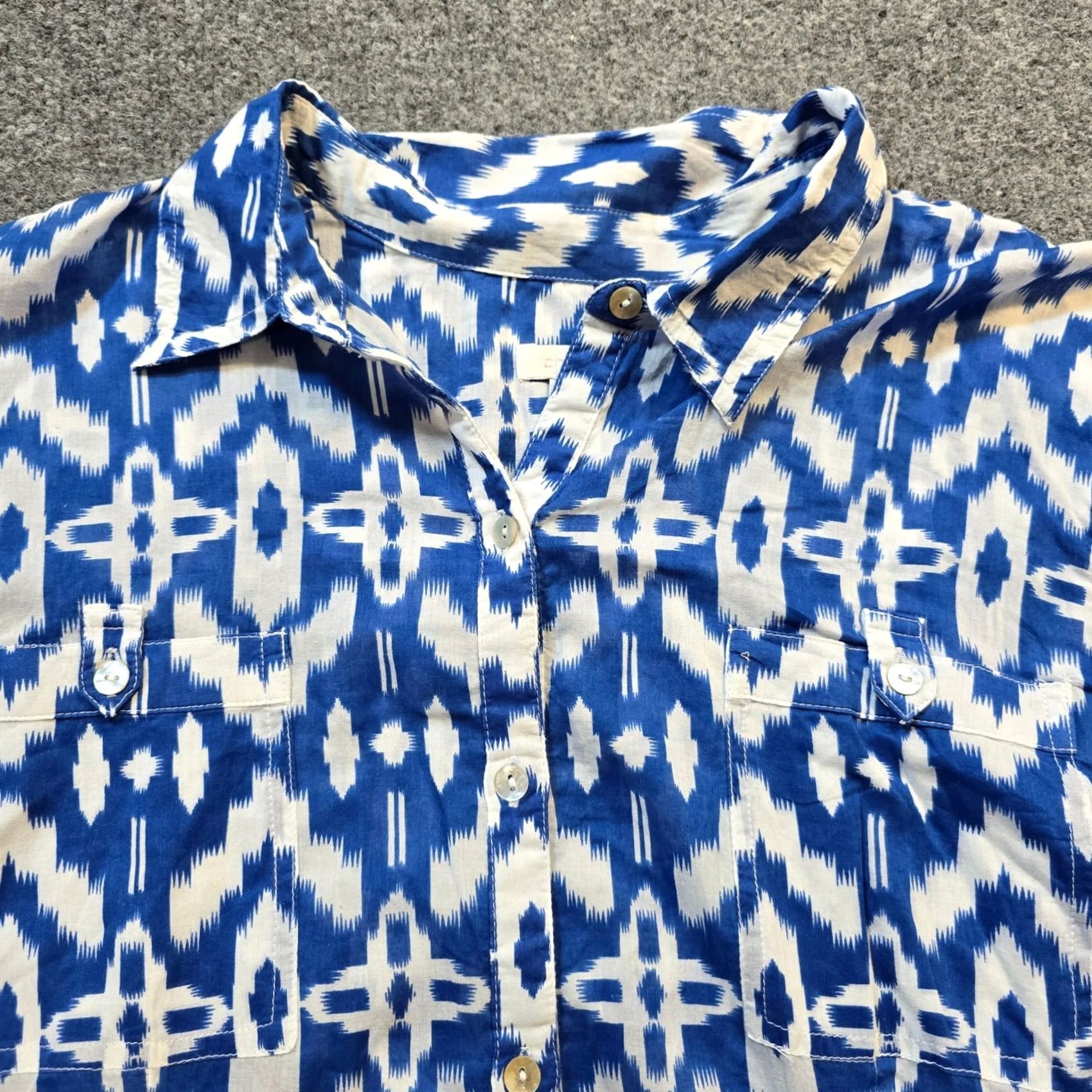 Vintage Chicos Button Up Women Size XL Blue Southwest Argyle Casual Workwear Size XL / US 12-14 / IT 48-50 - 2 Thumbnail