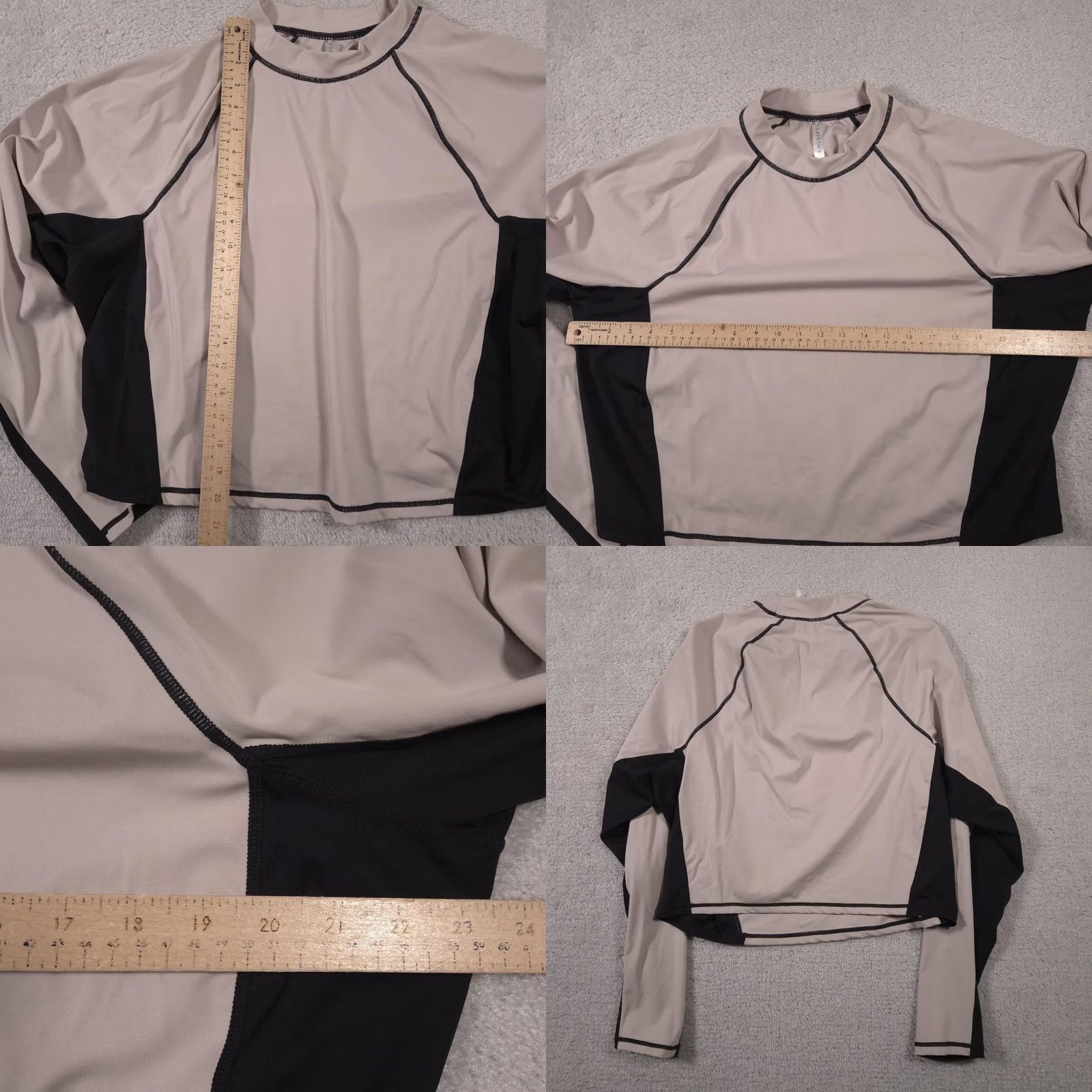 Fabletics Fabletics Shirt Womens 3X Tan Black Colorblock Long Sleeve Mock Neck Athletic Shirt Cropped Nylon Polyester Pullover Gym & Training Womens Size XXL / US 16-18 / IT 52-54 - 8 Thumbnail