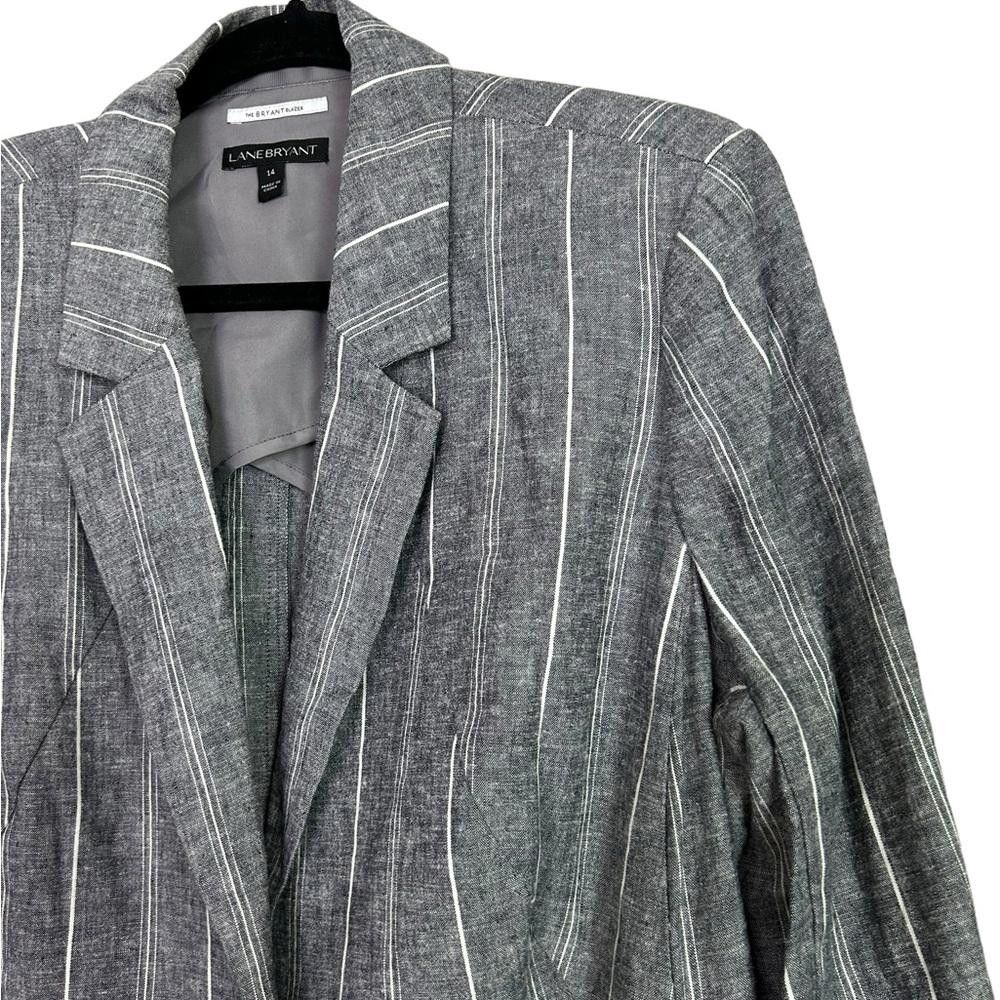 Designer Lane Bryant l The Bryant Blazer Linen Blend Striped 14 Size XL / US 12-14 / IT 48-50 - 4 Thumbnail
