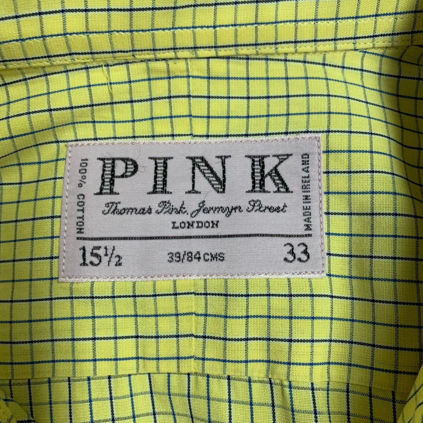 Pink Yellow Blue Checkered Cotton French Cuff Long Sleeve Shirt Size US M / EU 48-50 / 2 - 5 Thumbnail