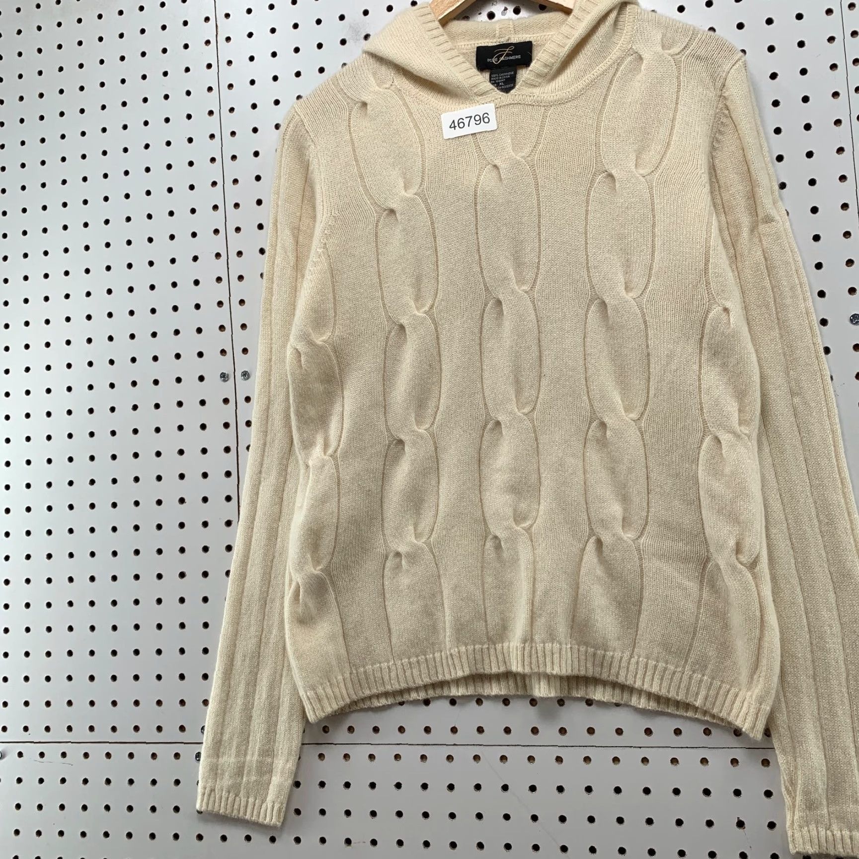 Vintage VINTAGE Pure Cashmere 100% Cashmere Sweater Hoodie Womens XL Beige Cable Knit Soft Size XL / US 12-14 / IT 48-50 - 5 Thumbnail