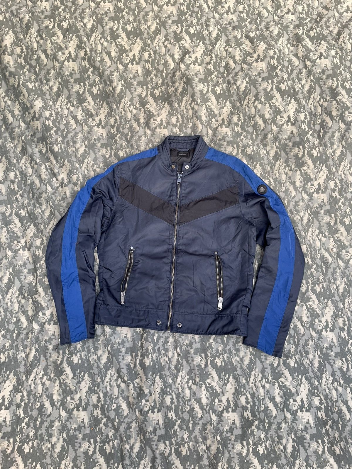 Diesel DIESEL Moto- Bomber Jacket - Navy/Electric Blue Size US XL / EU 56 / 4 - 2 Thumbnail