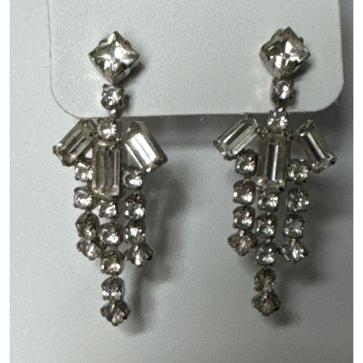 Vintage Vtg Art Deco-Style Rhinestone Chandelier Clip On Earrings Size ONE SIZE - 2 Thumbnail