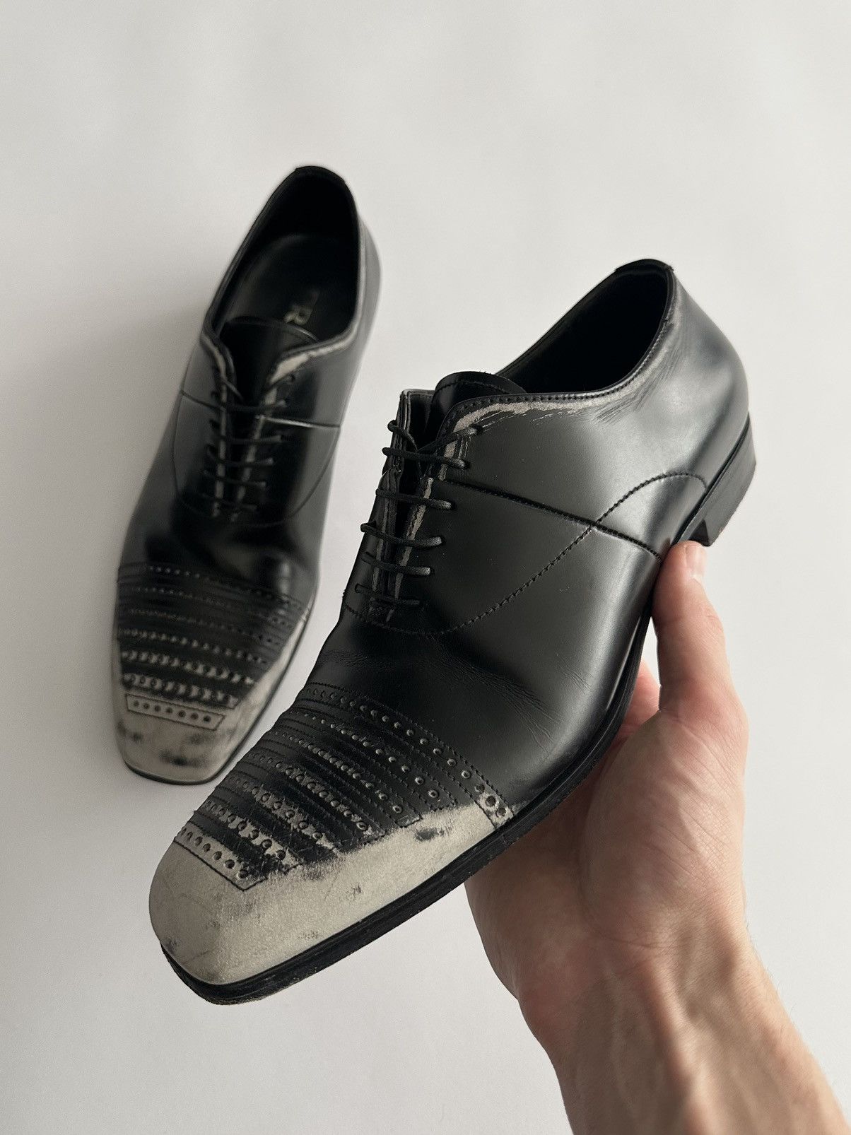 Prada Prada FW07 Runway Distressed Leather Derby Size US 7 / EU 40 - 1 Thumbnail