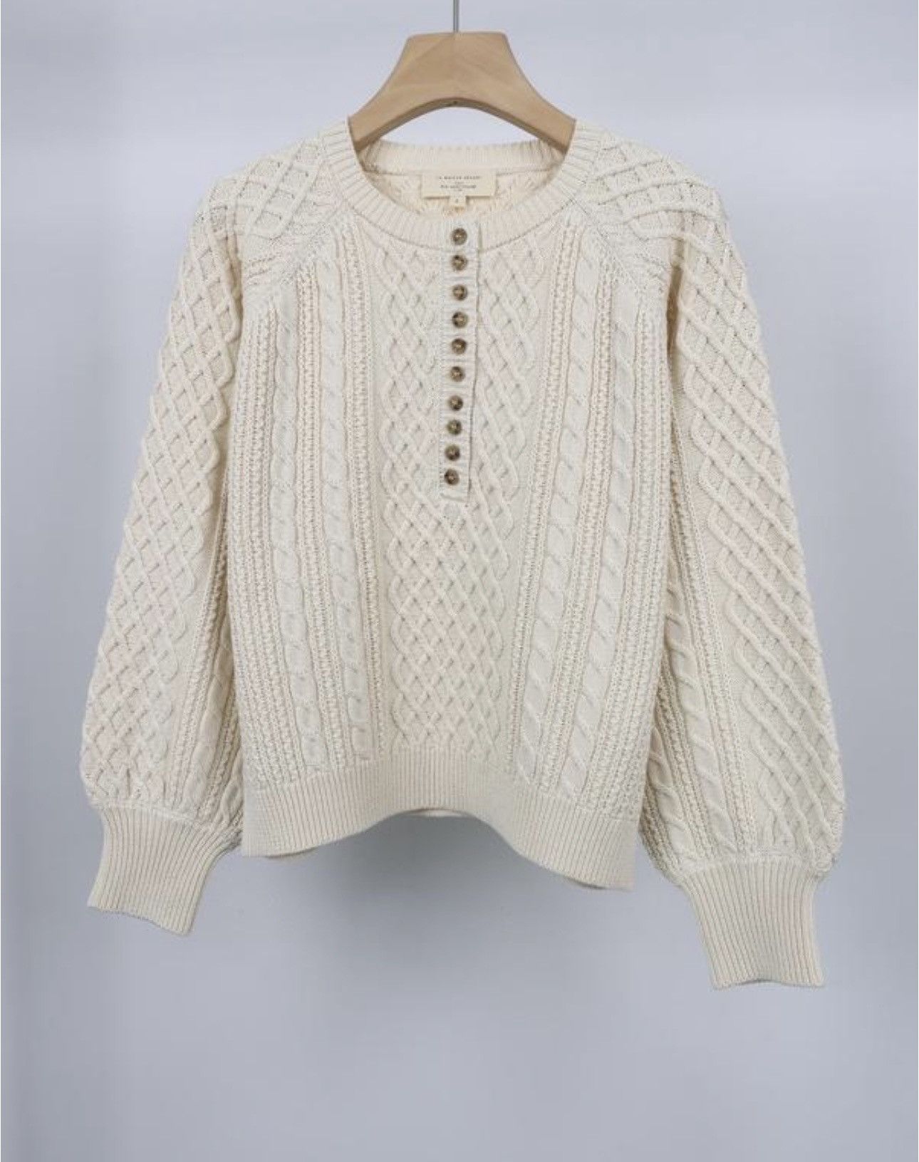 Designer × Sezane Sezane oldmoney style cable knit sweater Size L / US 10 / IT 46 - 4 Thumbnail