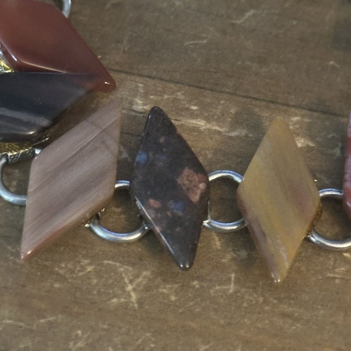 Vintage Vintage polished agate kite shape link bracelet Size ONE SIZE - 4 Thumbnail