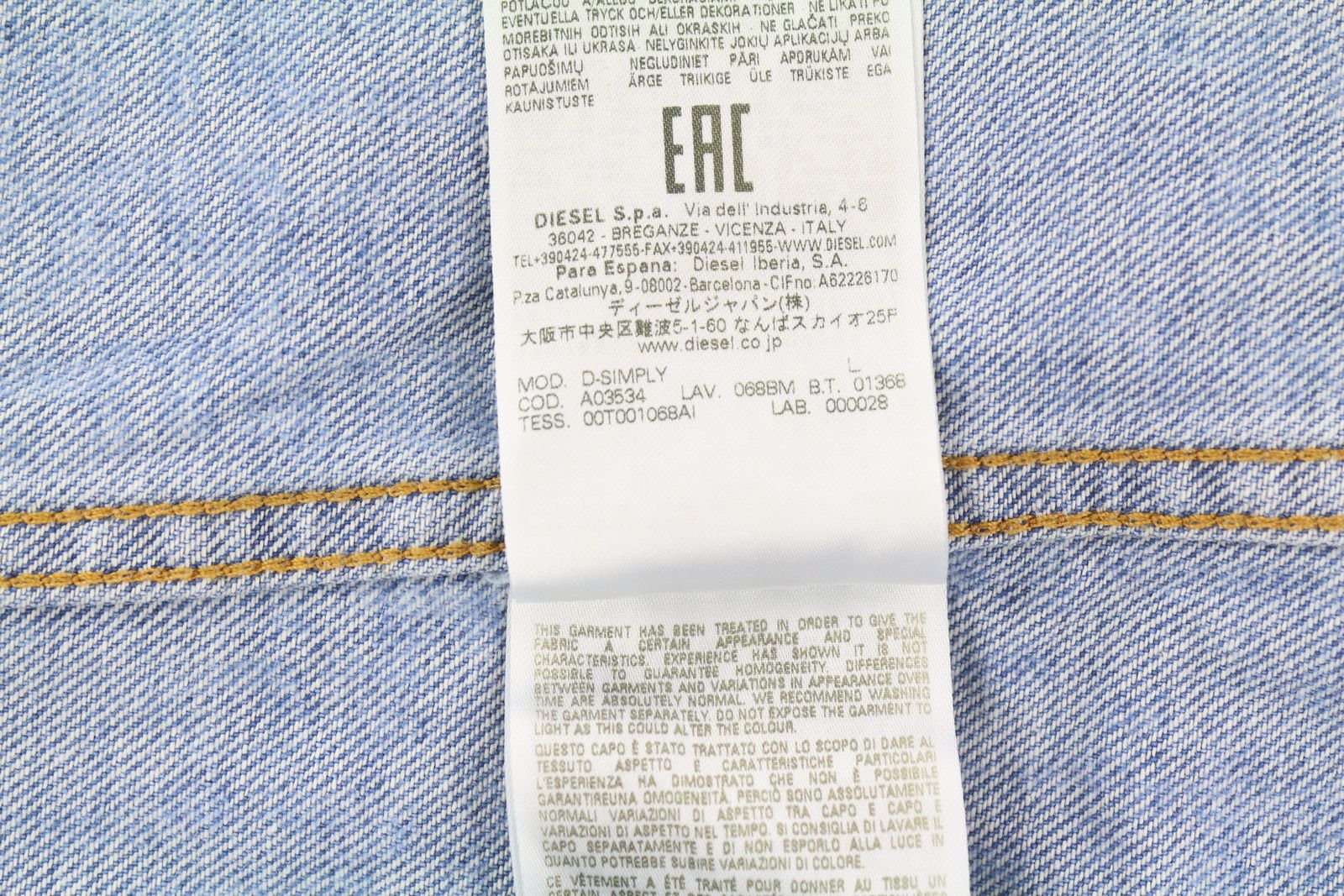Diesel D-SIMPLY L Blue Denim Neck Shirt 85375 Size US L / EU 52-54 / 3 - 10 Thumbnail
