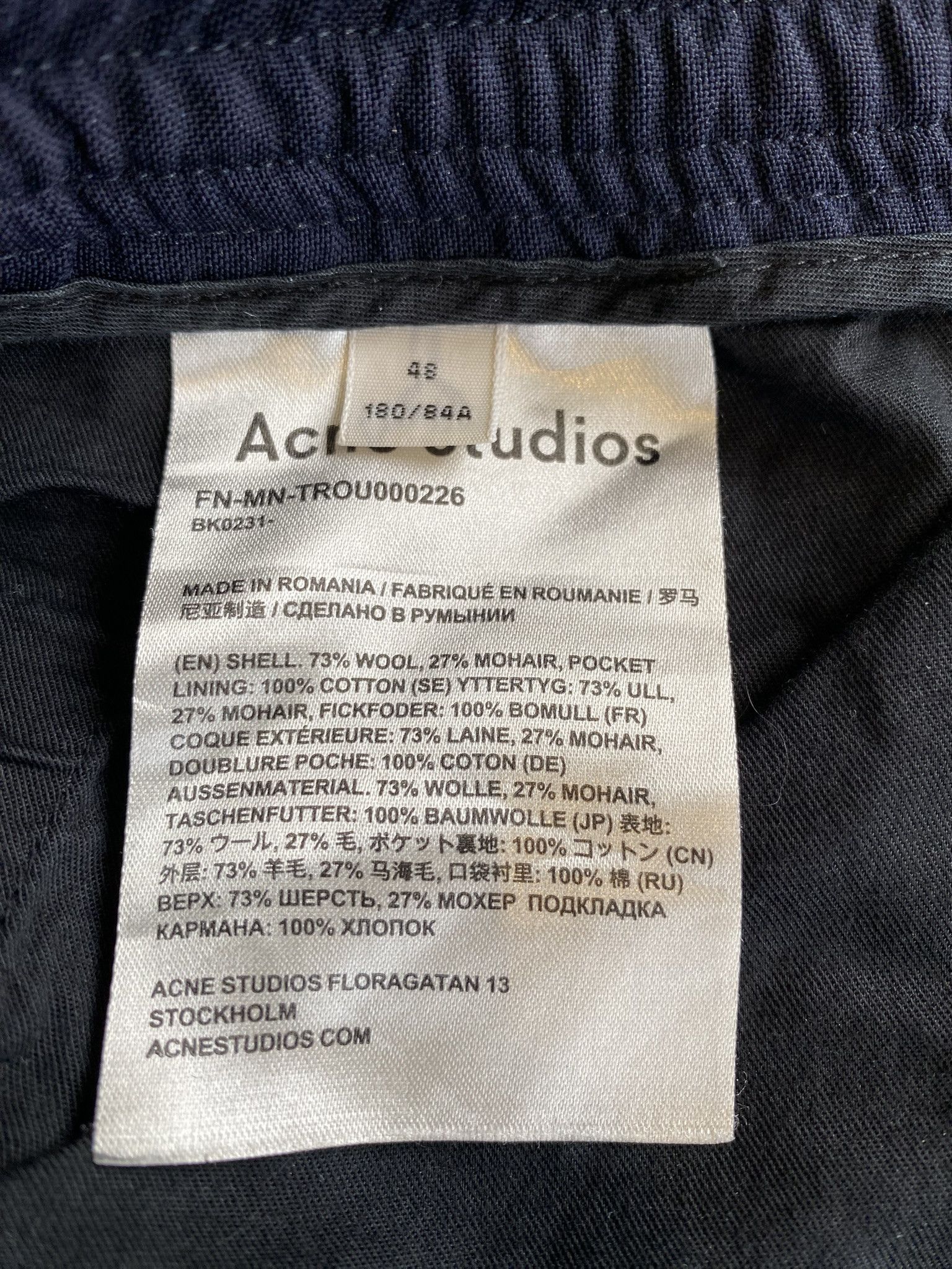 Acne Studios 48/M - Cropped Wool Trouser - Navy Size US 32 / EU 48 - 5 Thumbnail