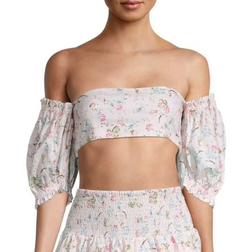 Other NWT New $145 WEWOREWHAT Coco Off-The-Shoulder Crop Top Size Size XL / US 12-14 / IT 48-50 - 1 Thumbnail