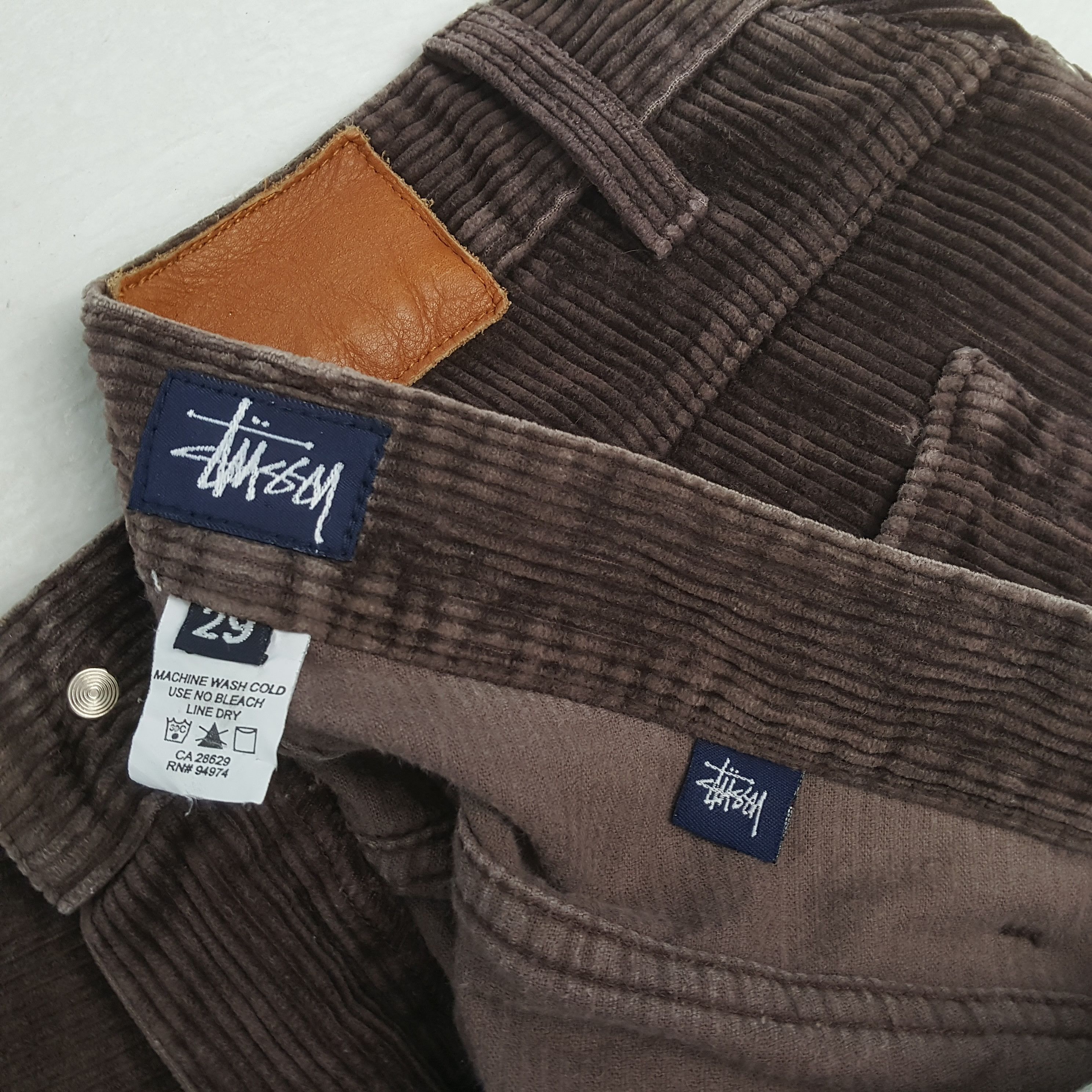 Stussy × Vintage Vintage STUSSY Streetwear Skateboard Big Logo Corduroy Pant Size US 27 - 13 Thumbnail