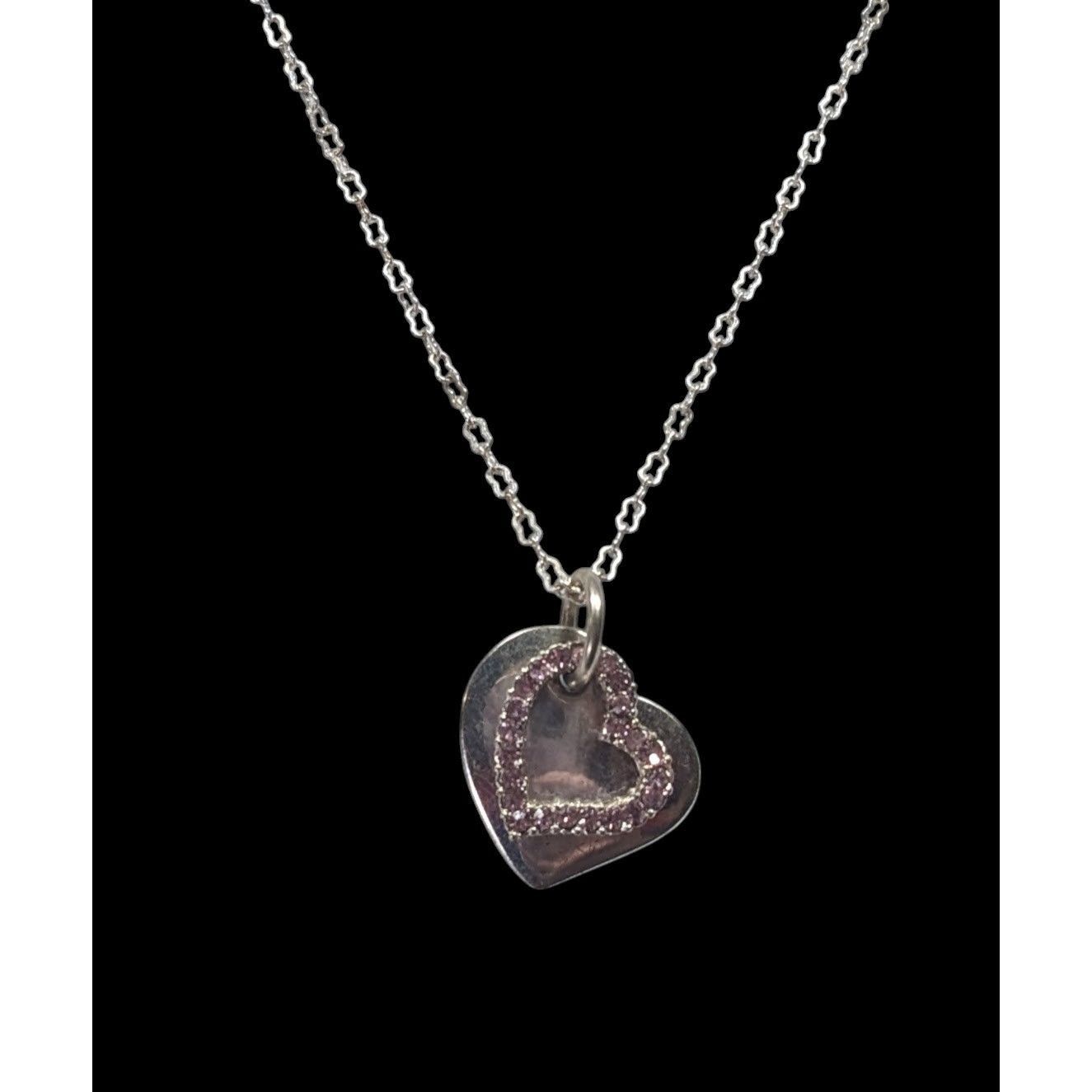 Other Coquette Pink And Silver Tone Heart Pendant Necklace Size ONE SIZE - 2 Thumbnail