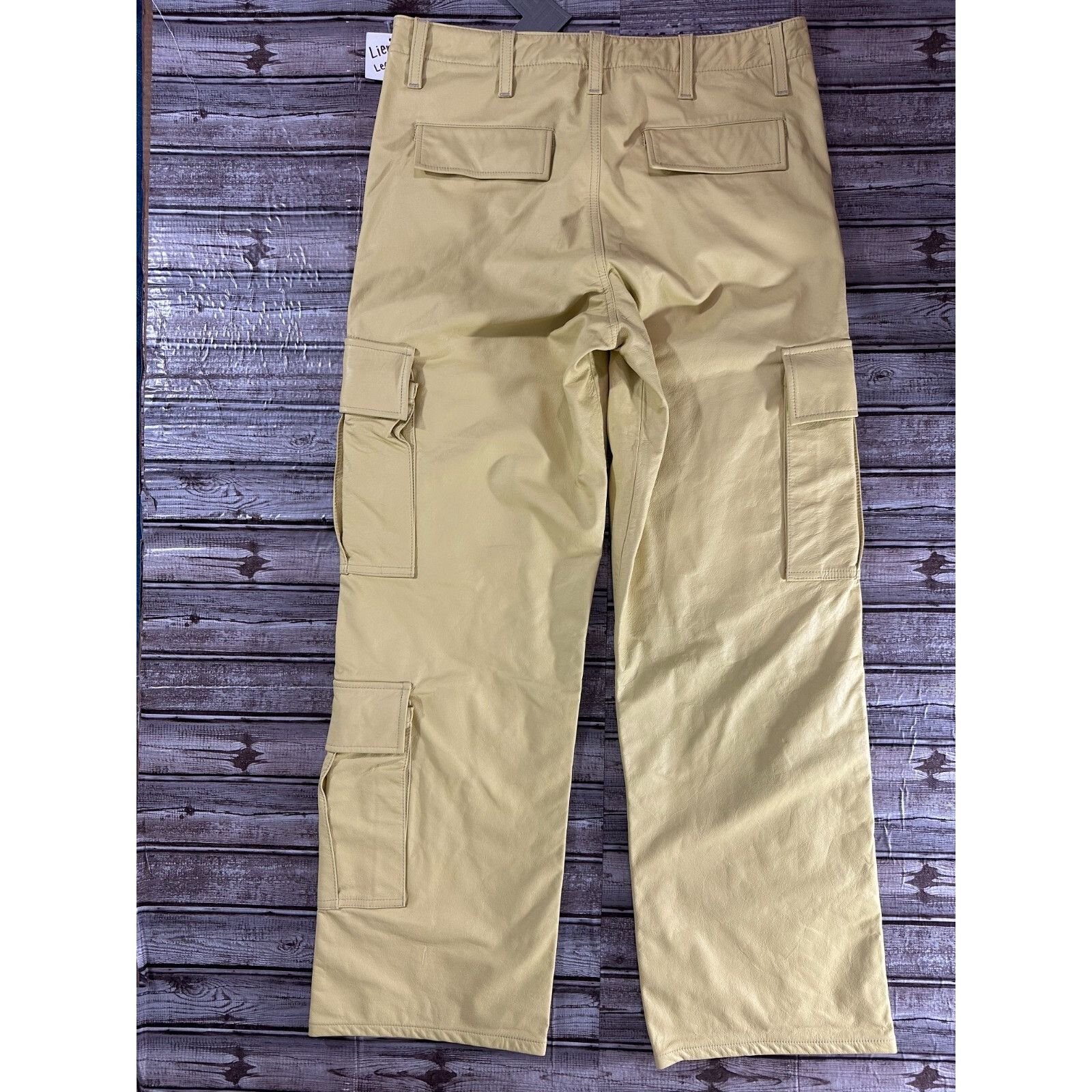 Other Liem Not Your Average leather Cargo Pant Size 36 color yello Size US 36 / EU 52 - 8 Thumbnail