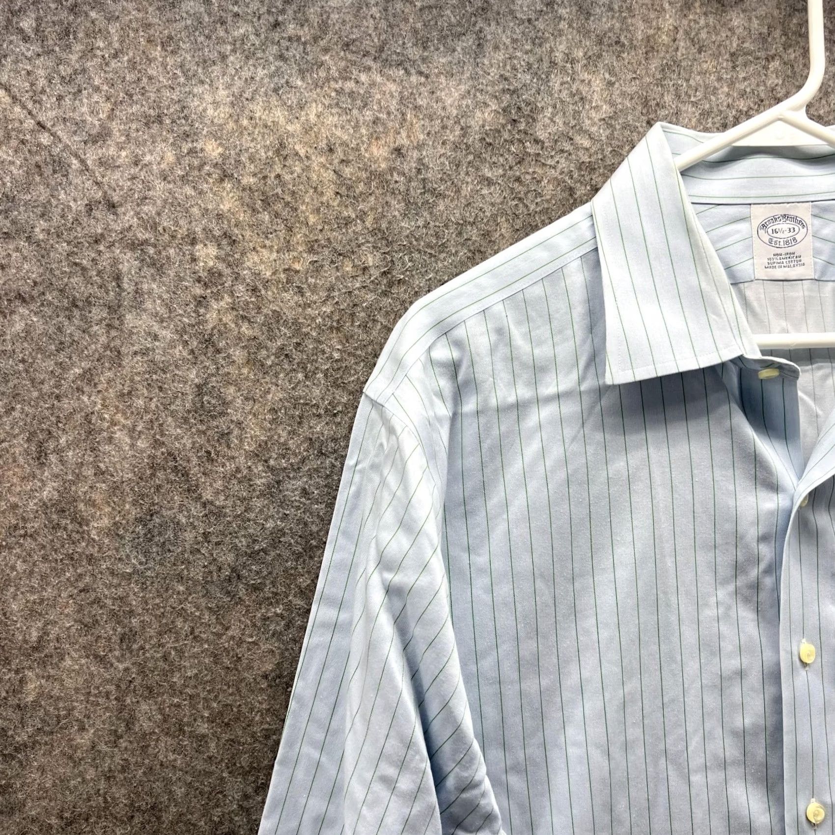 Brooks Brothers Brooks Brothers Shirt Men 16.5 33 Striped Blue Cotton Button-Down Preppy Casual Business Formal Party/Cocktail Travel Workwear Mens Button-Up Shirt Size US XL / EU 56 / 4 - 3 Thumbnail