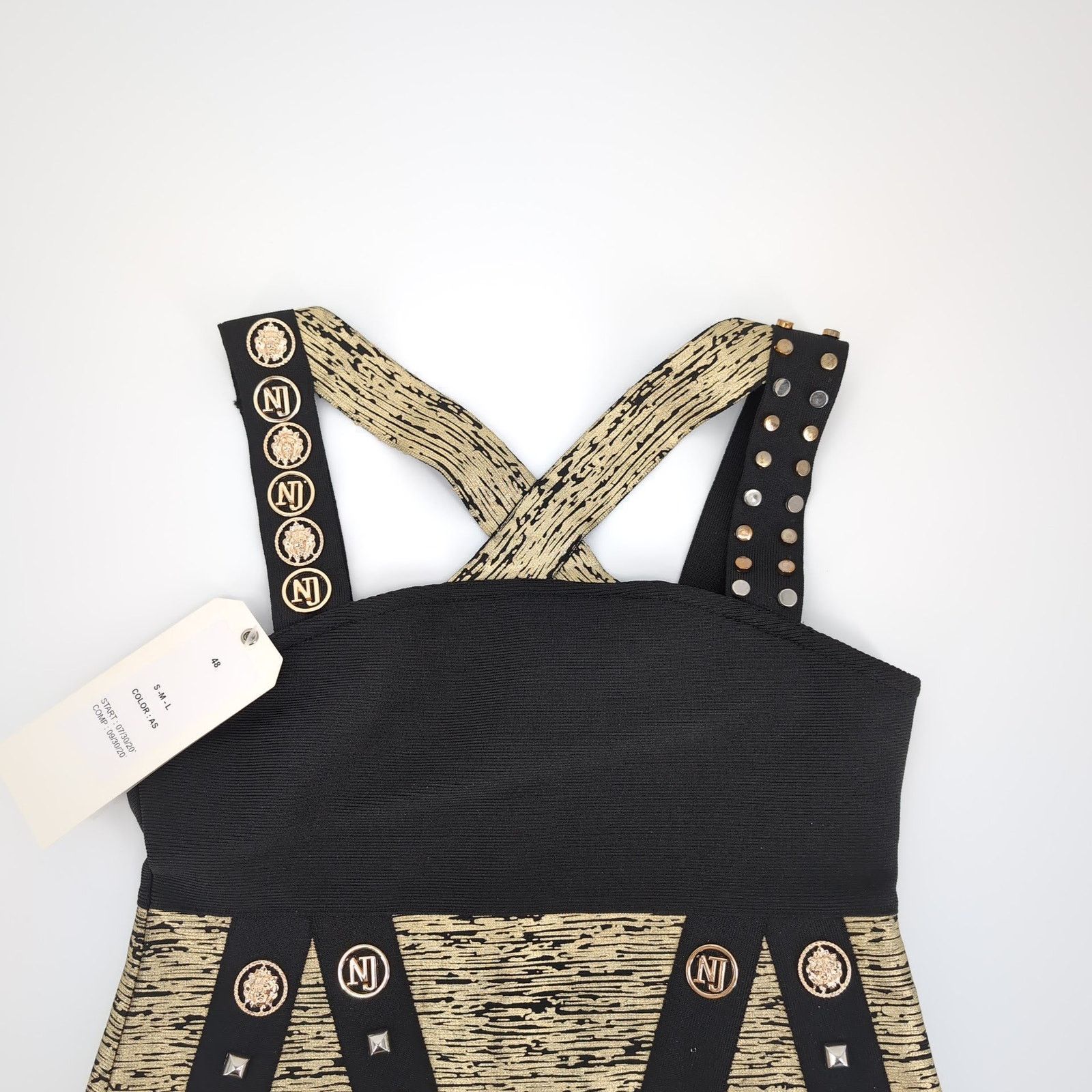 Other Barok Paris NJ Couture Black Gold NWT A Line Mini Dress Sz S Size S / US 4 / IT 40 - 13 Thumbnail