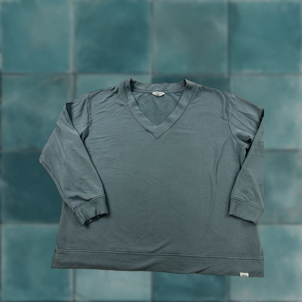 Orvis VINTAGE Orvis Sweatshirt Womens XL Pullover Activewear Gray V-Neck Long Sleeve Size XL / US 12-14 / IT 48-50 - 1 Thumbnail