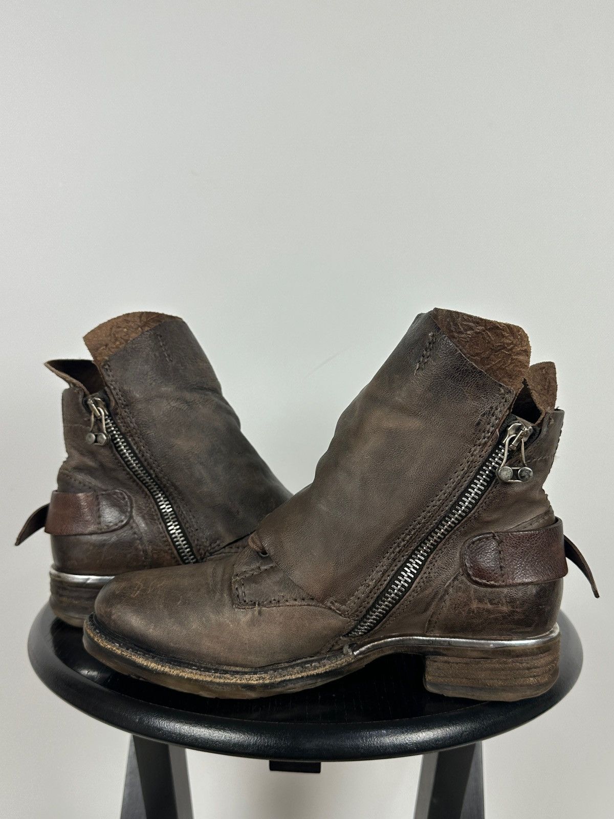 A.S.98 A.S.98. Airstep Brown Leather Buckle Biker Ankle Boots Size US 6 / IT 36 - 11 Thumbnail