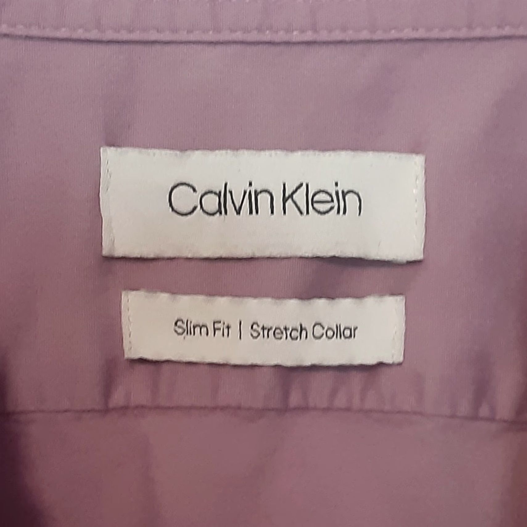Calvin Klein Calvin Klein Dress Shirt Adult Mens L Purple Slim Stretch Collar Long Sleeve Button Solid 16 Neck Spread Wedding Modern American Styles Size 42R - 4 Thumbnail