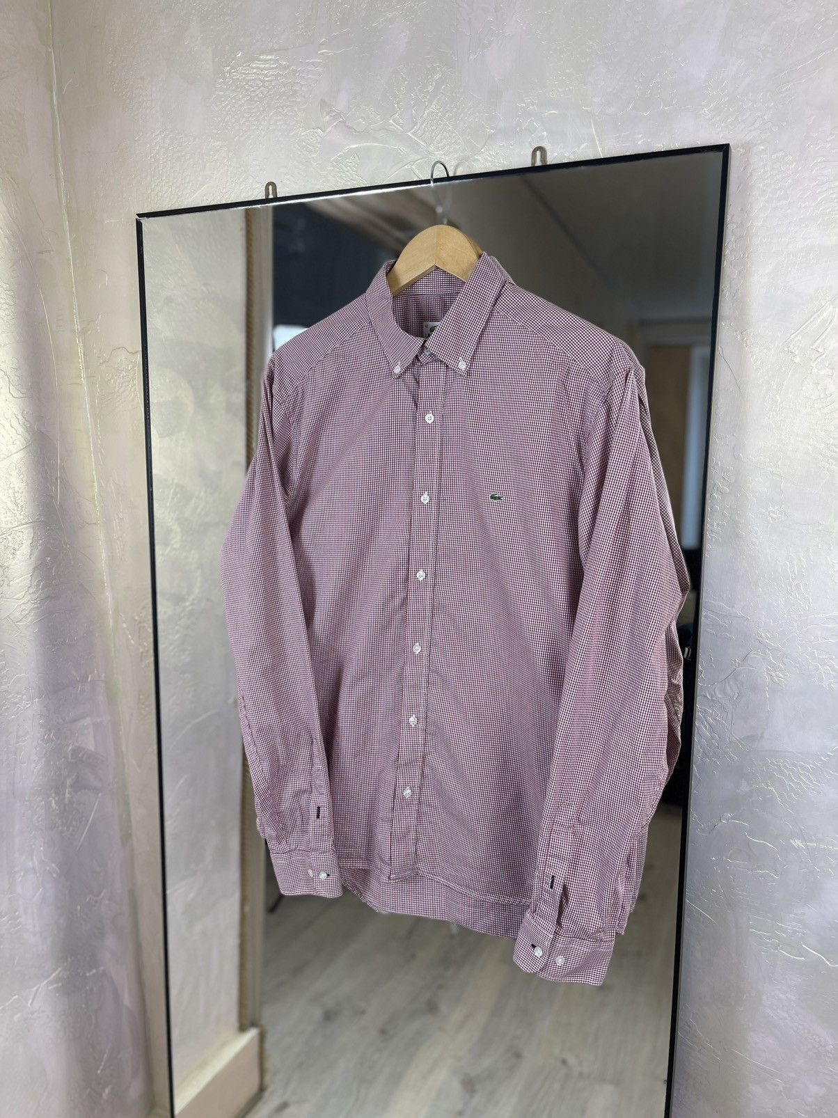 Lacoste Lacoste Slim Fit Gingham Button-Down Shirt | Red/White Size US L / EU 52-54 / 3 - 1 Thumbnail