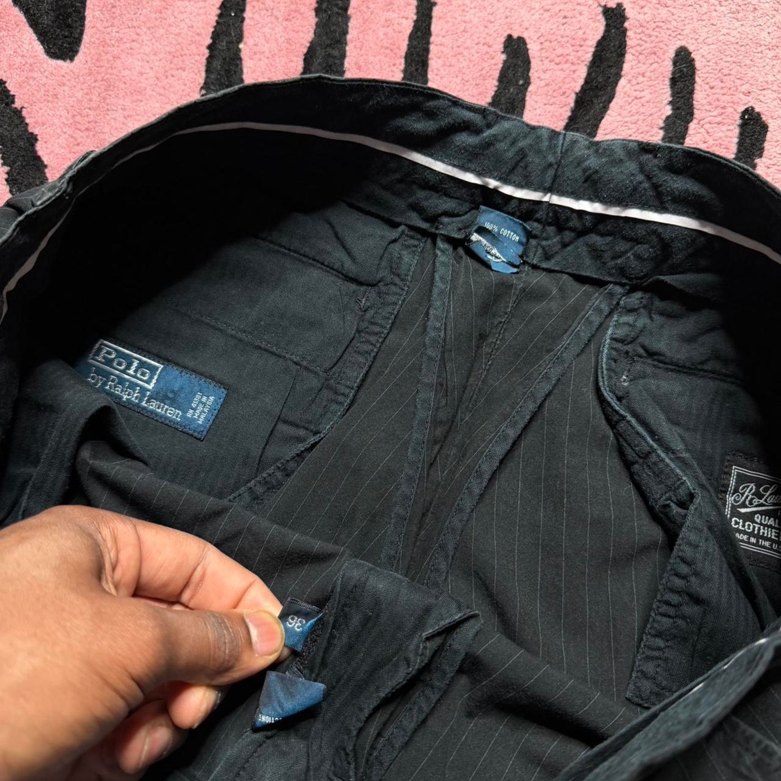 Polo Ralph Lauren × Ralph Lauren Polo Ralph Lauren Pinstripe Chino Shorts Size 36 Black Size US 36 / EU 52 - 3 Thumbnail
